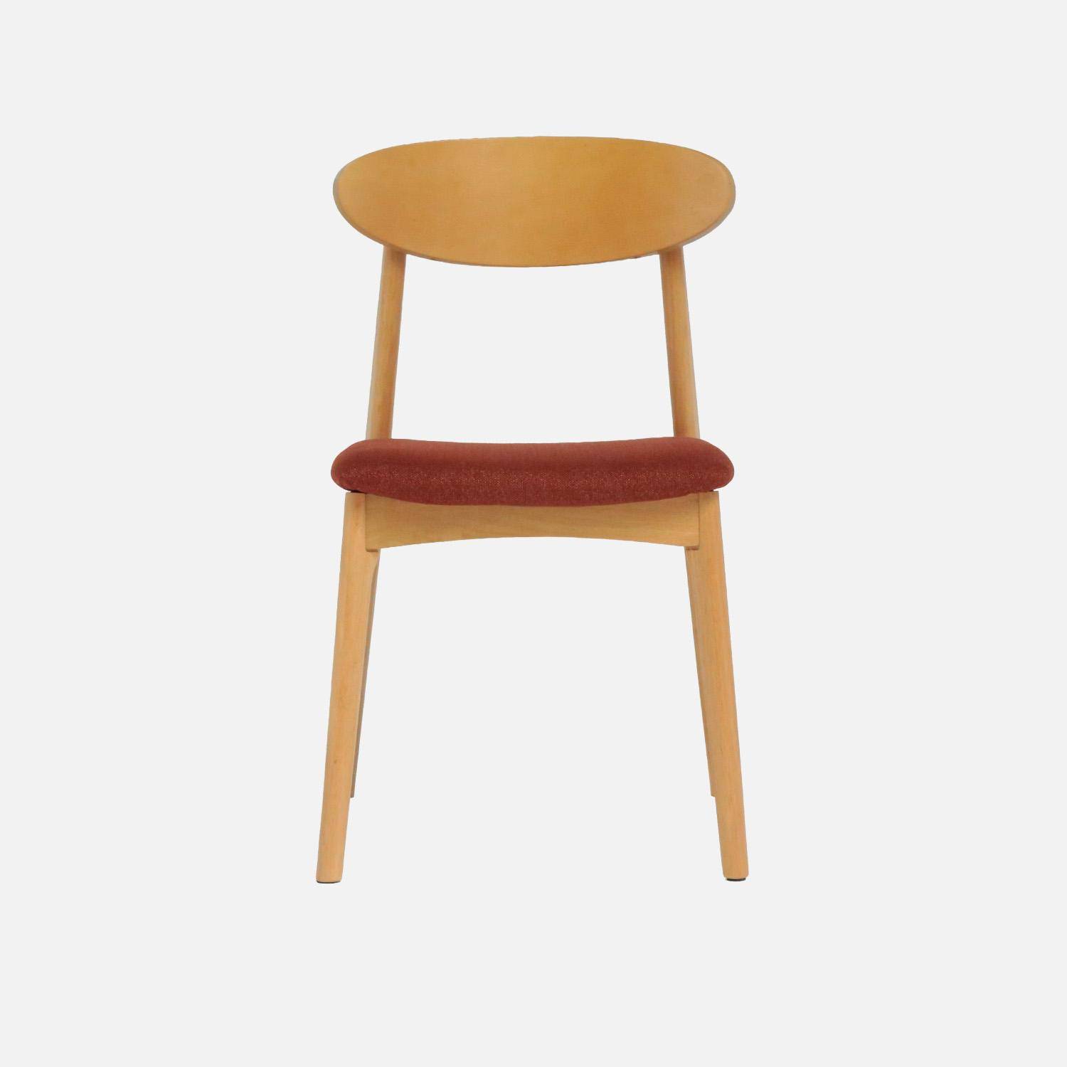 Cadeira vintage em madeira de seringueira e tecido, set de 2 Terracota - 50x53x80 cm Photo3