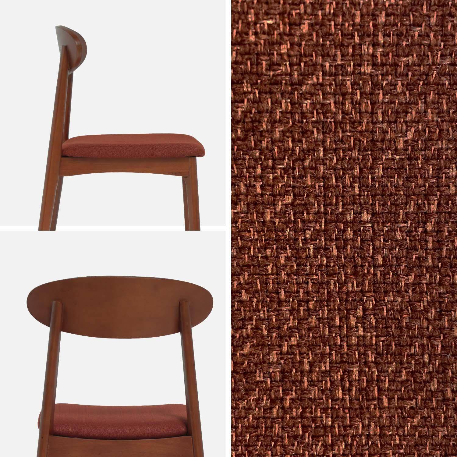 Cadeira vintage em madeira de seringueira e tecido, set de 2 Terracota - 50x53x80 cm Photo4