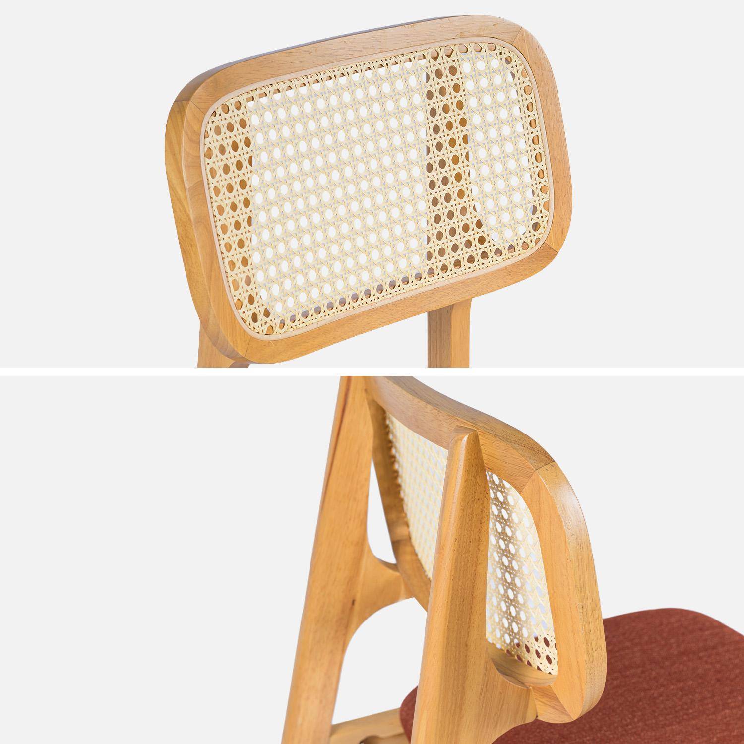 Taburete de bar de madera de hevea con rejilla y tela, set de 2, Mani, Natural, 44x59x98.5 cm,sweeek,Photo6