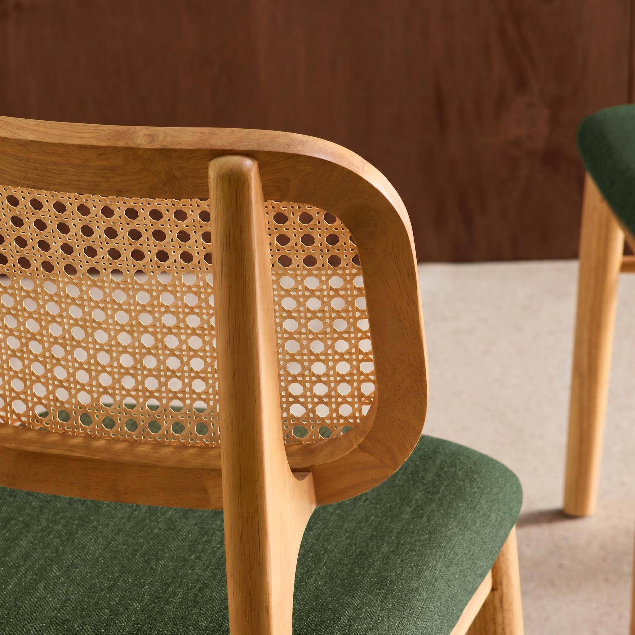 2er-Set Stühle im Bohème-Stil aus Hevea und Rattan-Geflecht khaki - Mani Photo5