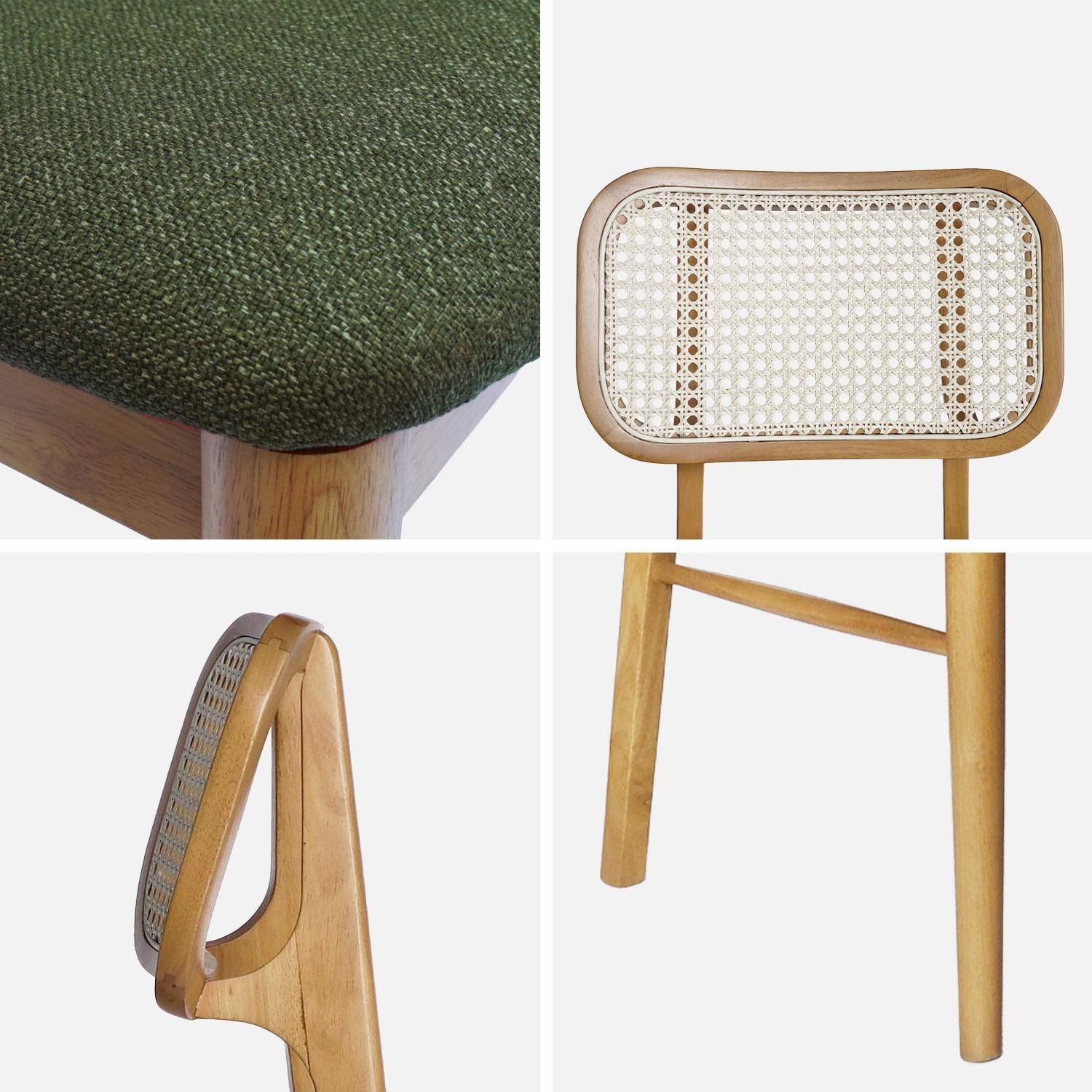 Lot de 2 chaises bohème bois d'hévéa et cannage kaki - Mani Photo4