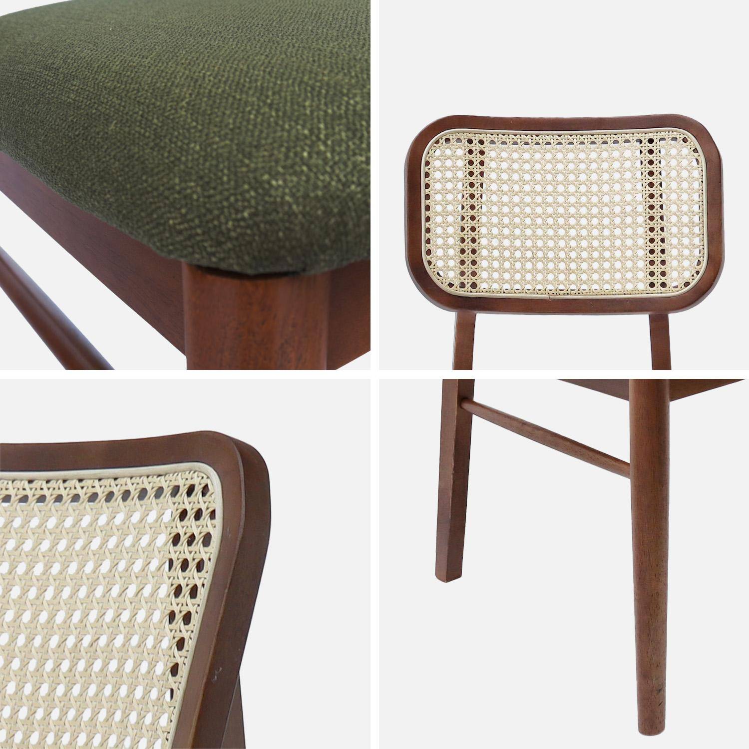 Lot de 2 chaises vintage bois d'hévéa et cannage kaki - Mani Photo5