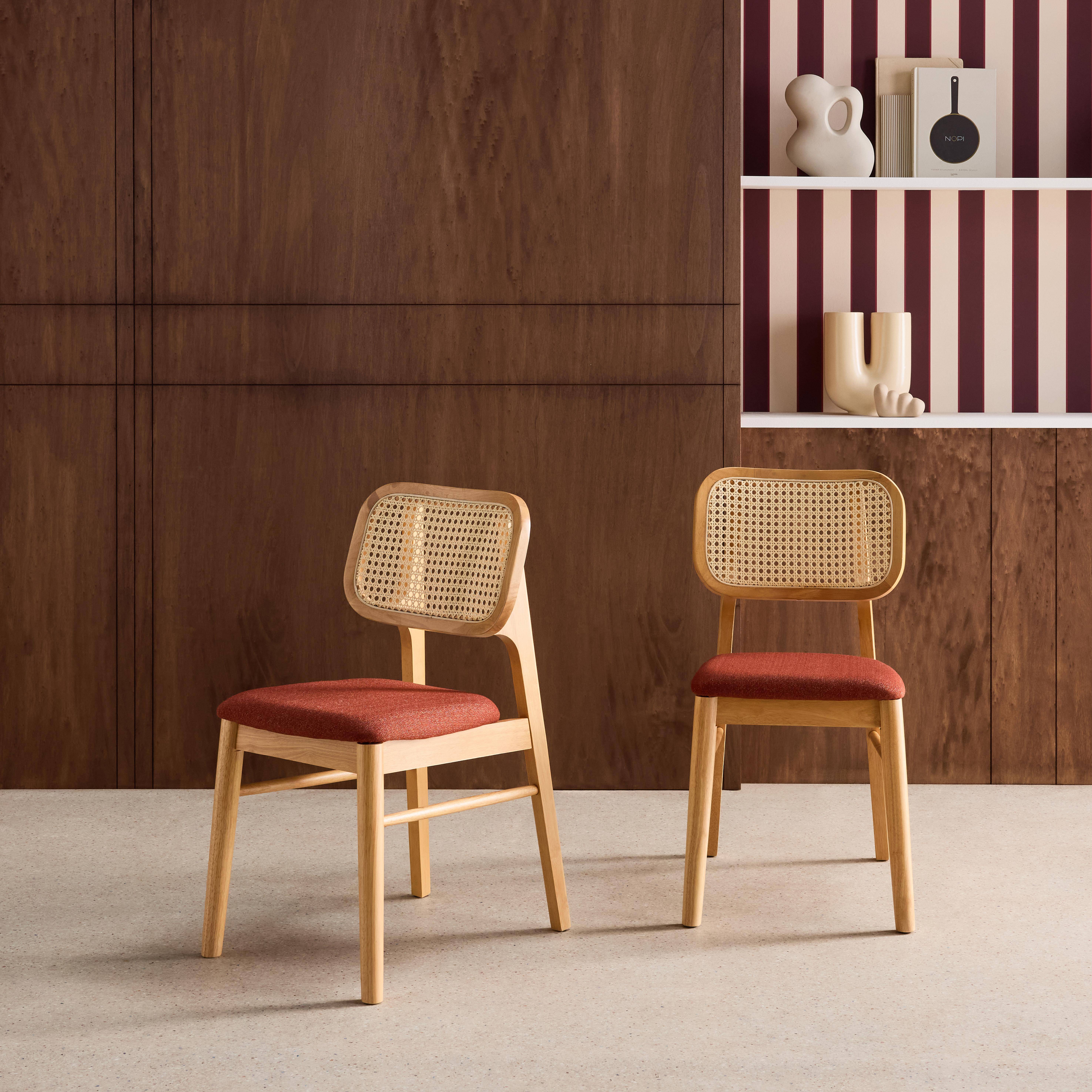 2er-Set Stühle im Bohème-Stil aus Hevea und Rattan-Geflecht terrakotta - Mani Photo1
