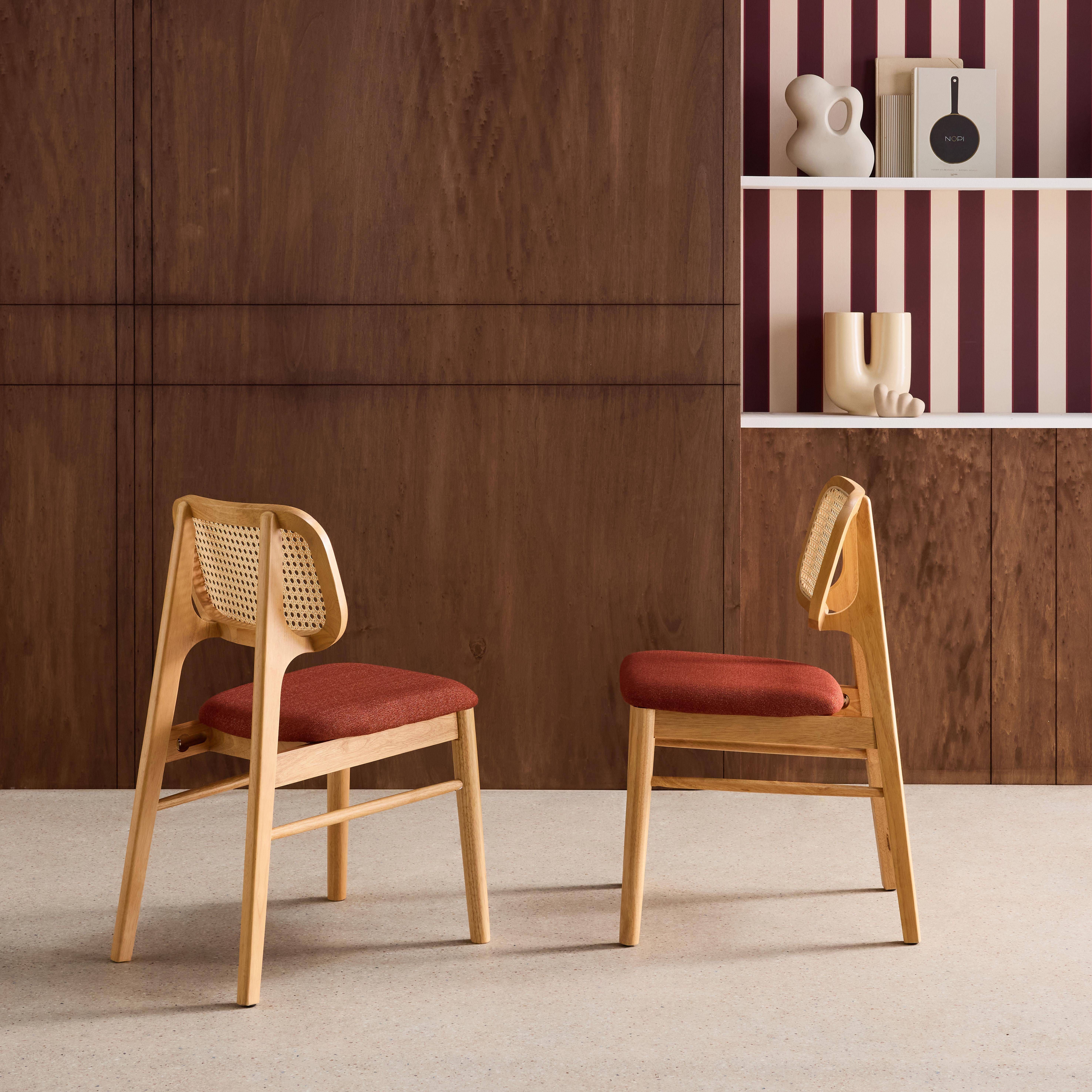 2er-Set Stühle im Bohème-Stil aus Hevea und Rattan-Geflecht terrakotta - Mani Photo2