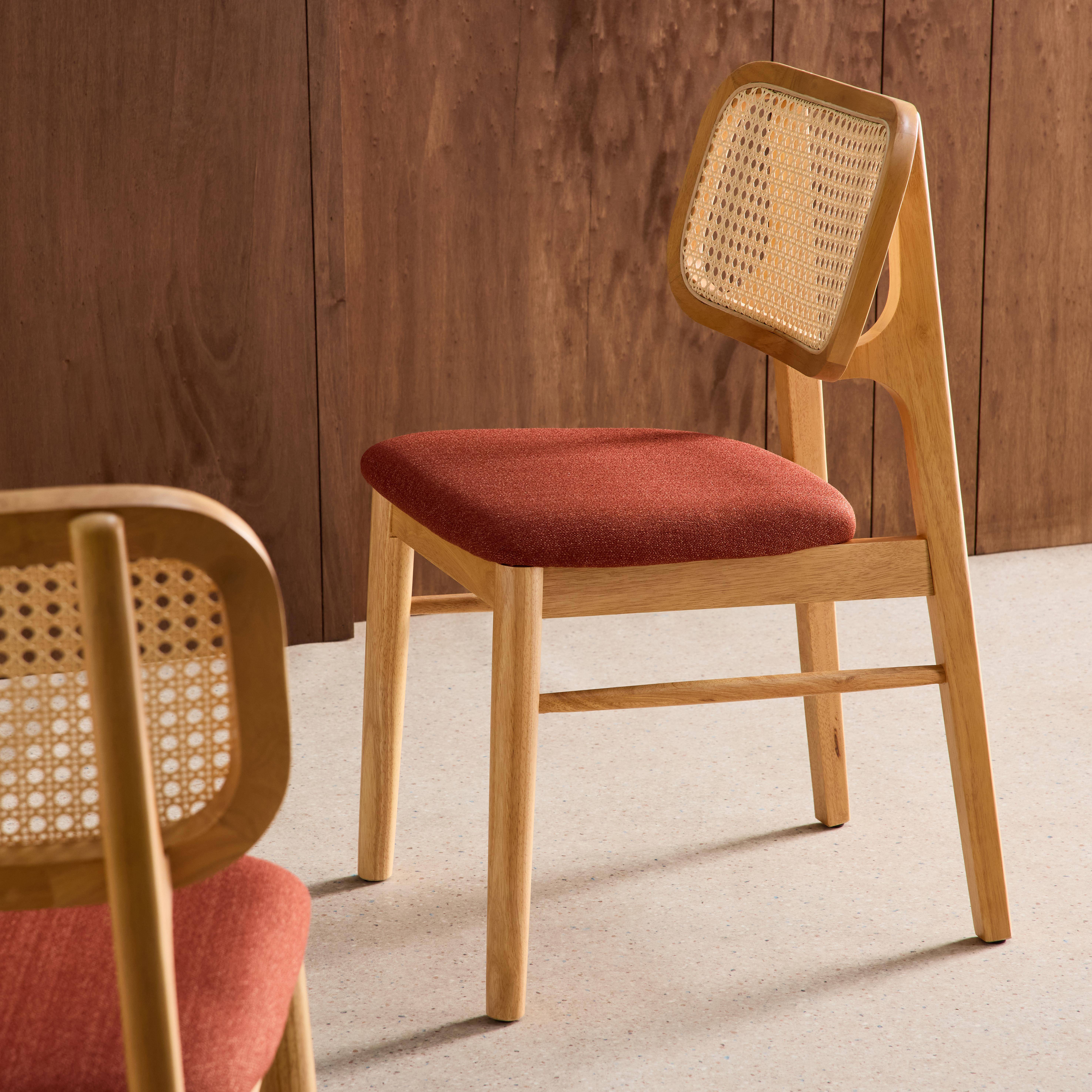 2er-Set Stühle im Bohème-Stil aus Hevea und Rattan-Geflecht terrakotta - Mani,sweeek,Photo4
