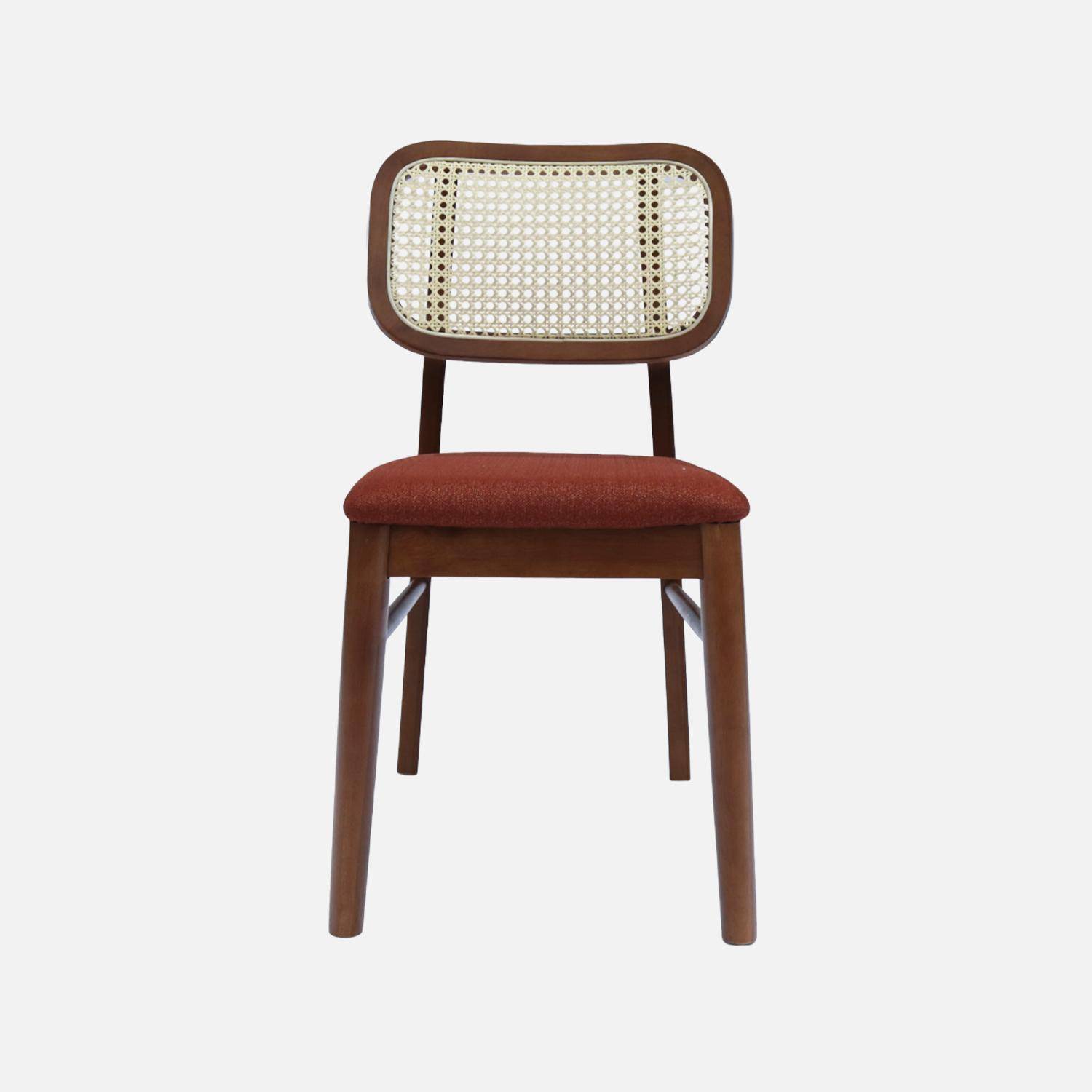 2er-Set Vintage-Stühle aus Heveaholz mit Rattan-Geflecht terrakotta - Mani,sweeek,Photo4