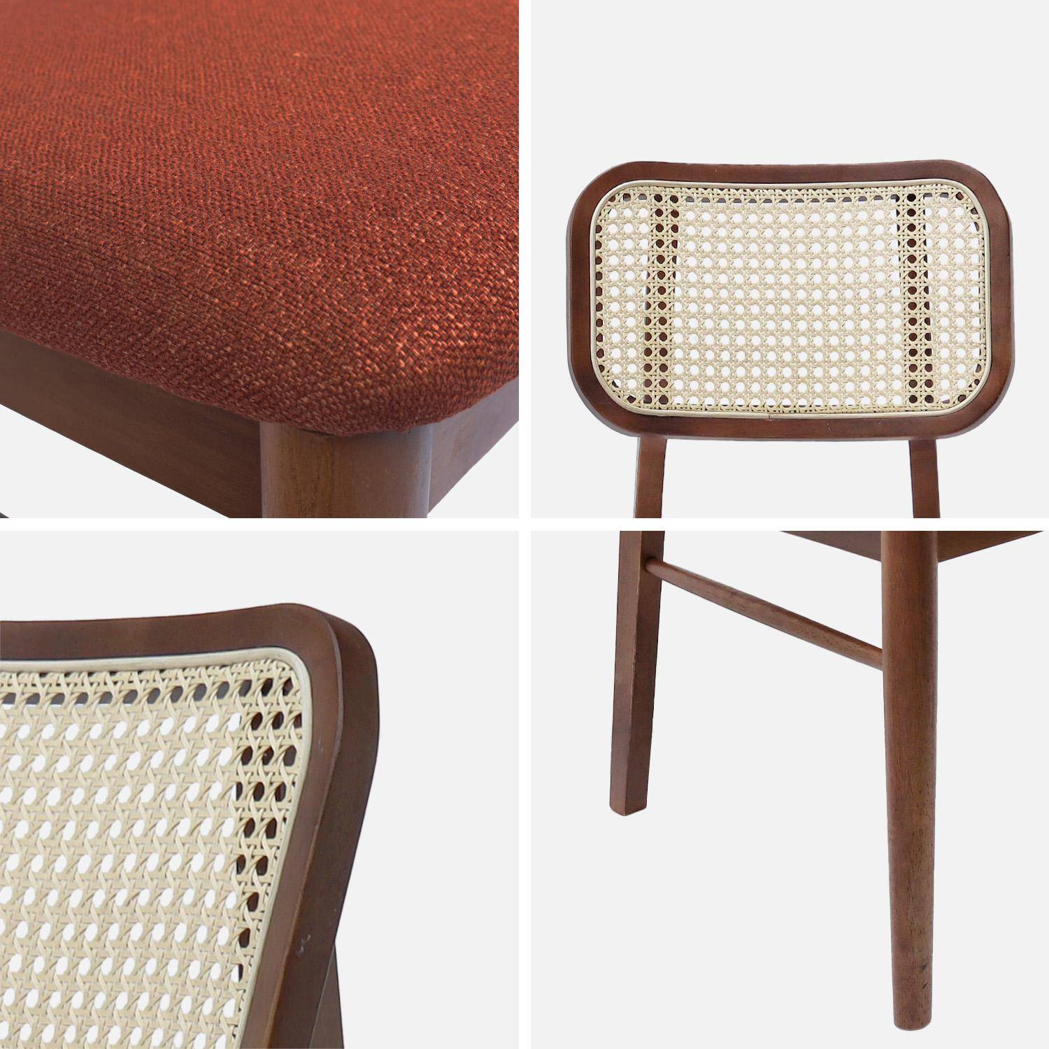 Silla vintage de madera de hevea y rejilla, set de 2 Nogal - 43x55x81 cm Photo6