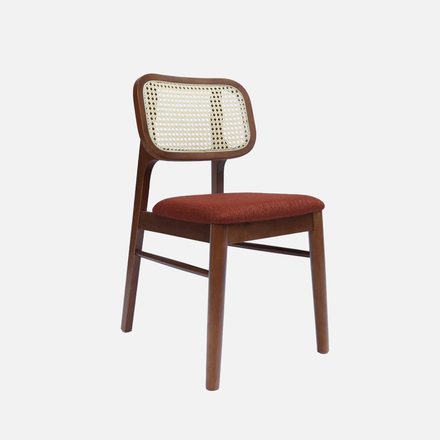 Silla vintage de madera de hevea y rejilla, set de 2 Nogal - 43x55x81 cm Photo4