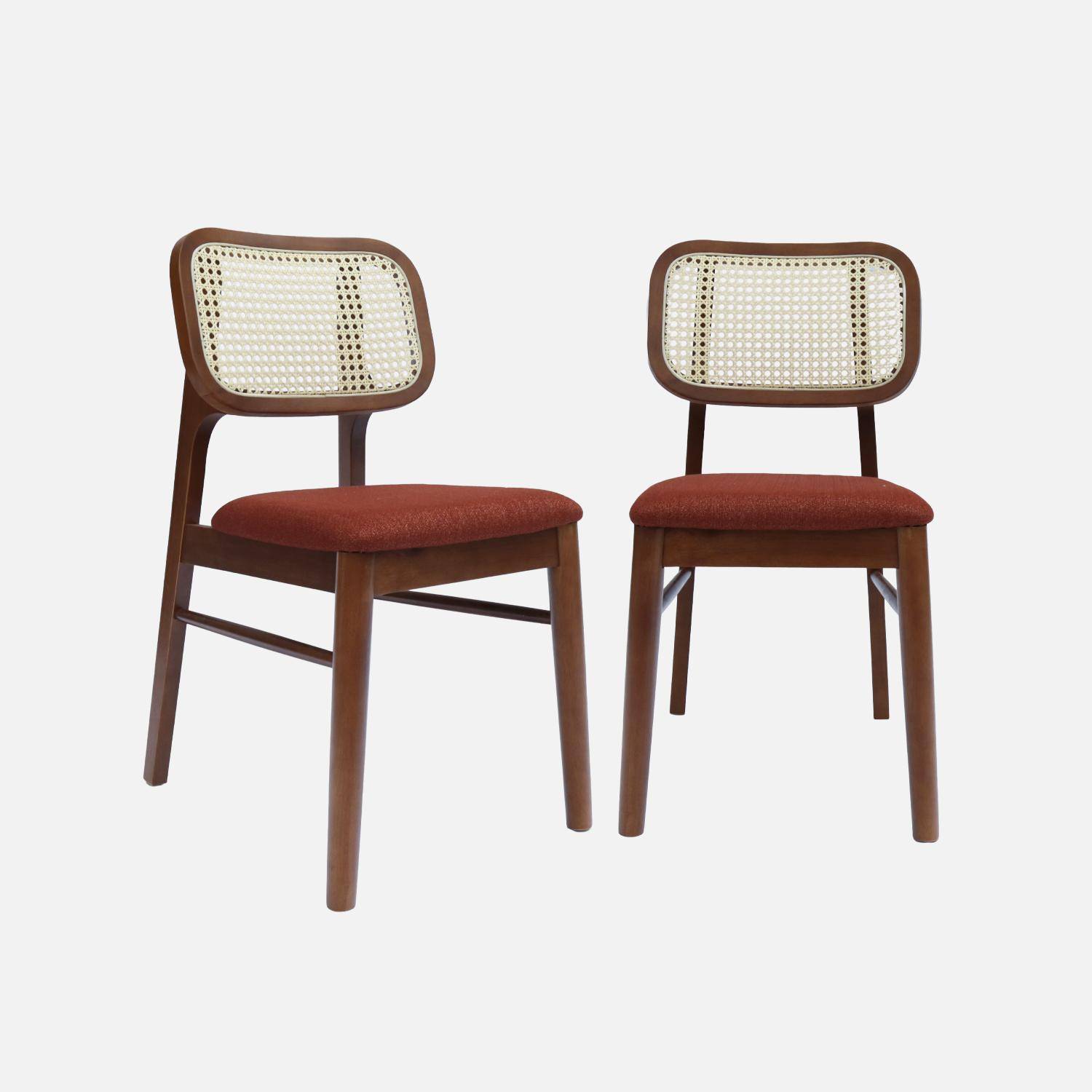 Silla vintage de madera de hevea y rejilla, set de 2 Nogal - 43x55x81 cm Photo3