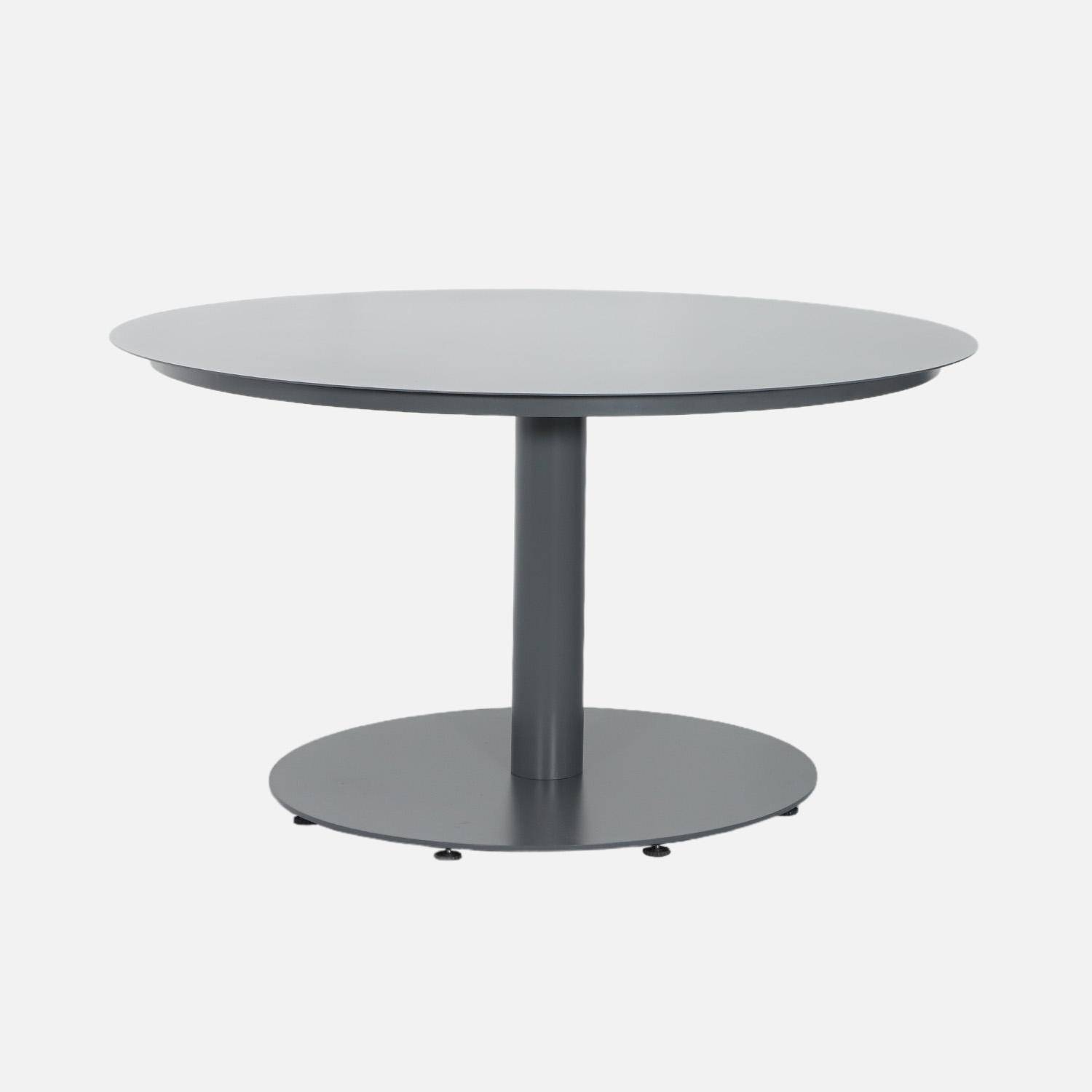Table de jardin ronde aluminium + 6 assises anthracite - Oreva / Fira,sweeek,Photo3