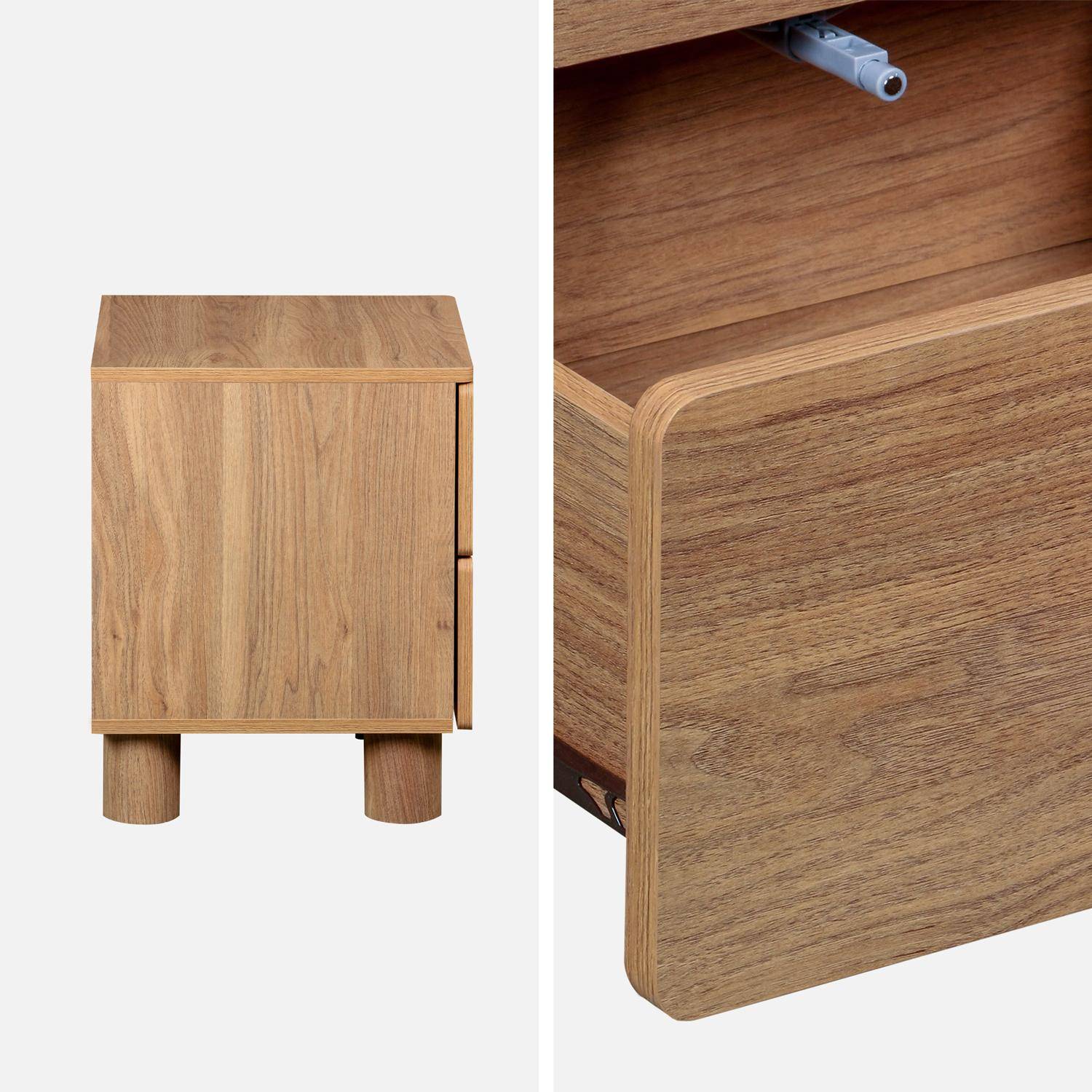 Wood decor bedside table with 2 drawers hazel wood effect 40x38x48 cm - Ayana,sweeek,Photo5