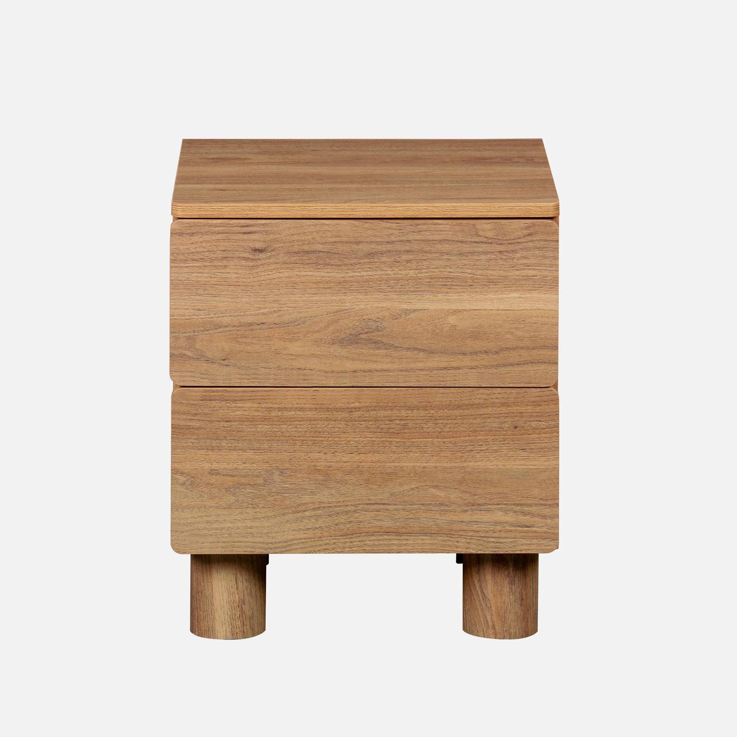 Wood decor bedside table with 2 drawers hazel wood effect 40x38x48 cm - Ayana,sweeek,Photo4