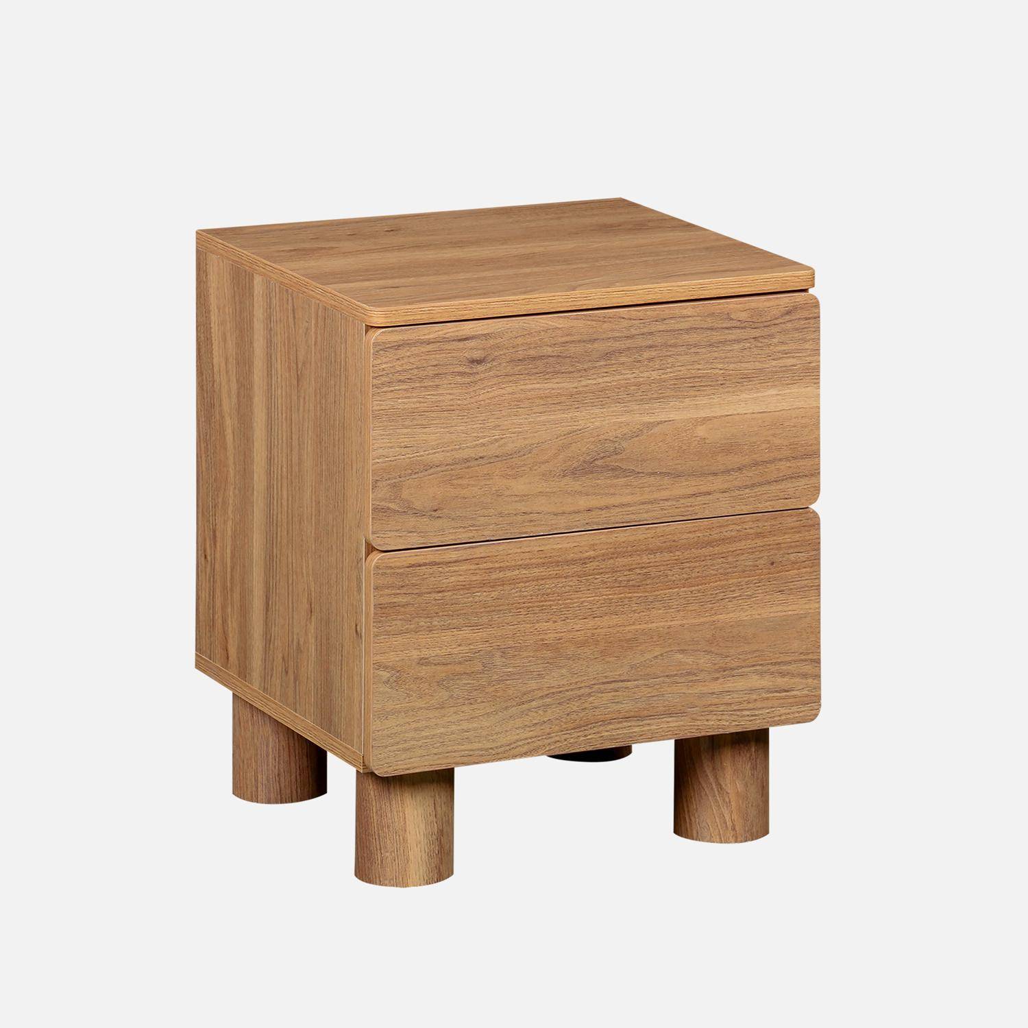 Wood decor bedside table with 2 drawers hazel wood effect 40x38x48 cm - Ayana,sweeek,Photo2