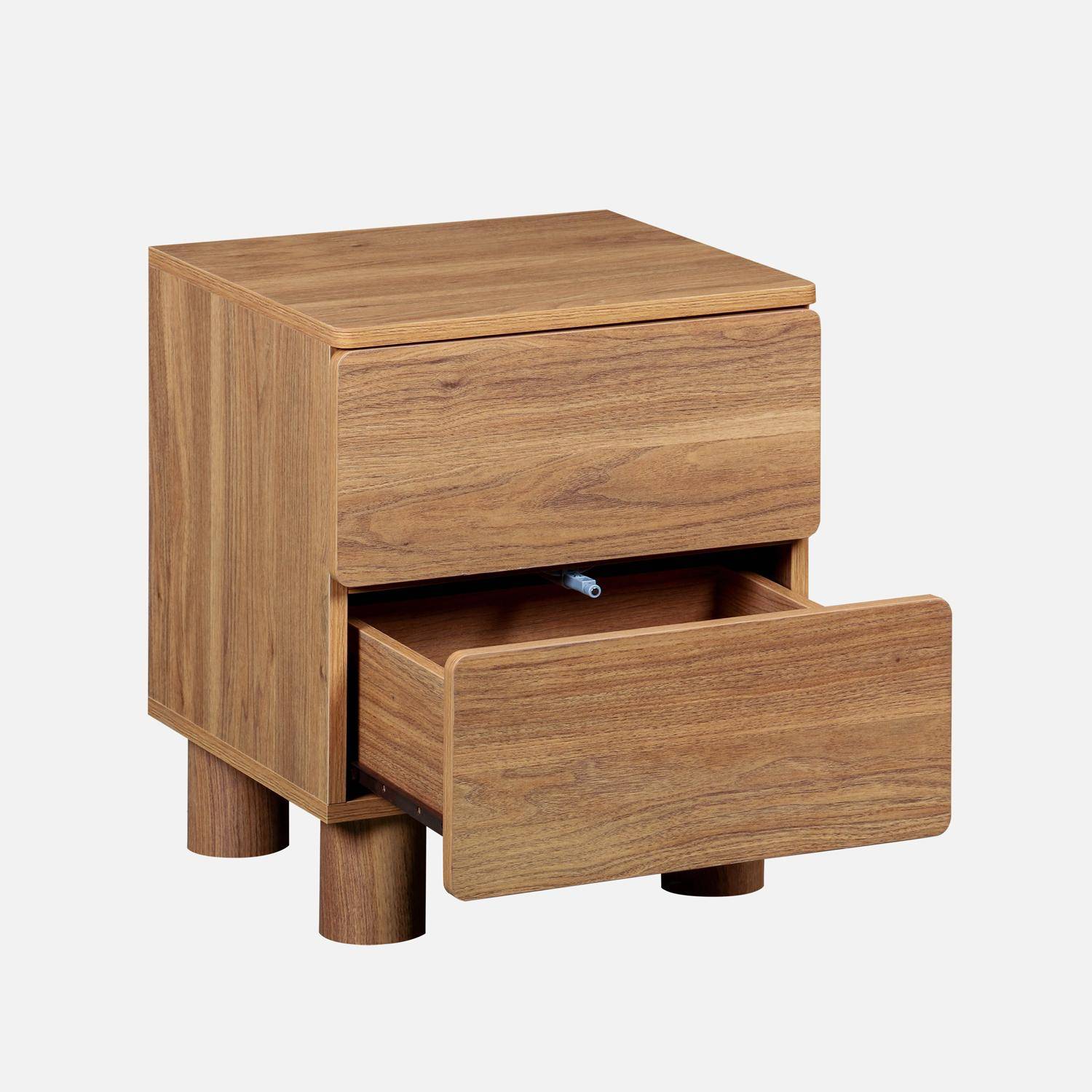 Lot de 2 tables de chevet décor bois 2 tiroirs bois de noisetier - Ayana Photo4