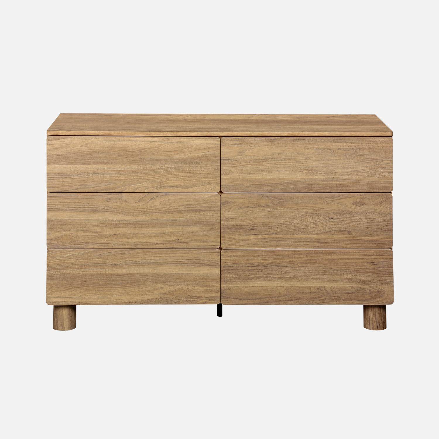 Chest of 6 drawers wood decor hazel wood effect 120x45x73 cm - Ayana,sweeek,Photo4