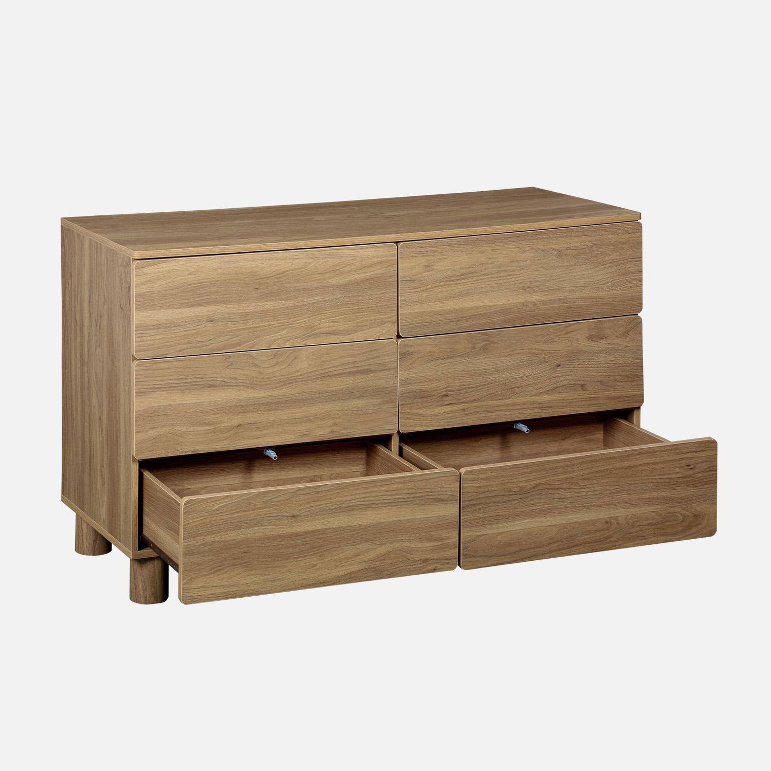 Chest of 6 drawers wood decor hazel wood effect 120x45x73 cm - Ayana,sweeek,Photo3