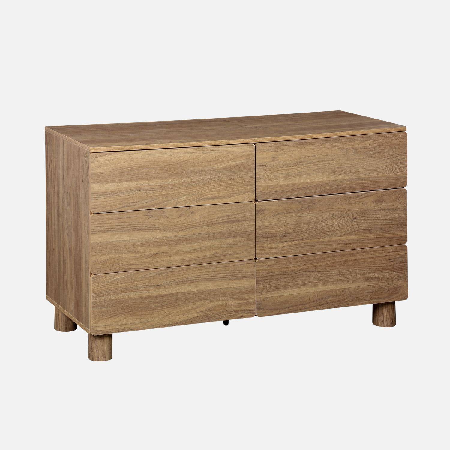 Commode décor bois 6 tiroirs bois de noisetier - Ayana Photo3