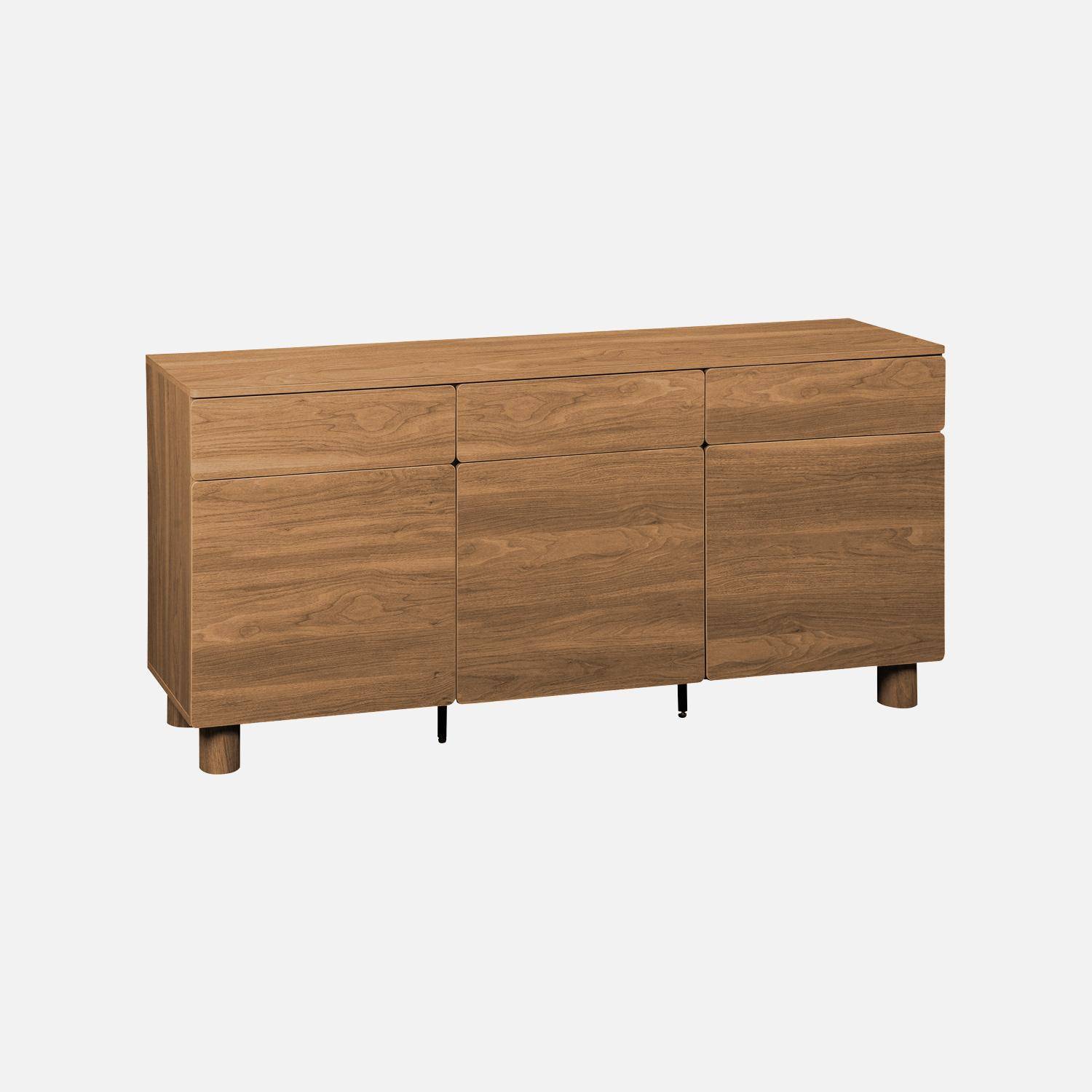 Sideboard 3 drawers 3 doors wood decor hazel wood effect 160x40x73 cm - Ayana,sweeek,Photo2