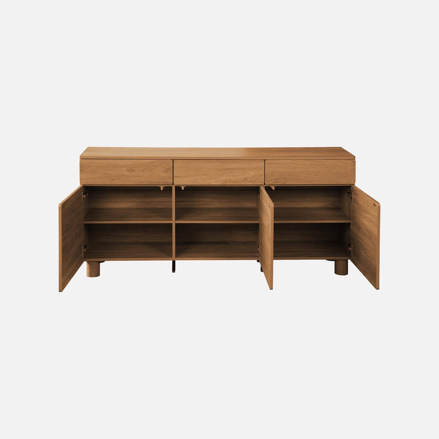 Sideboard 3 drawers 3 doors wood decor hazel wood effect 160x40x73 cm - Ayana,sweeek,Photo4