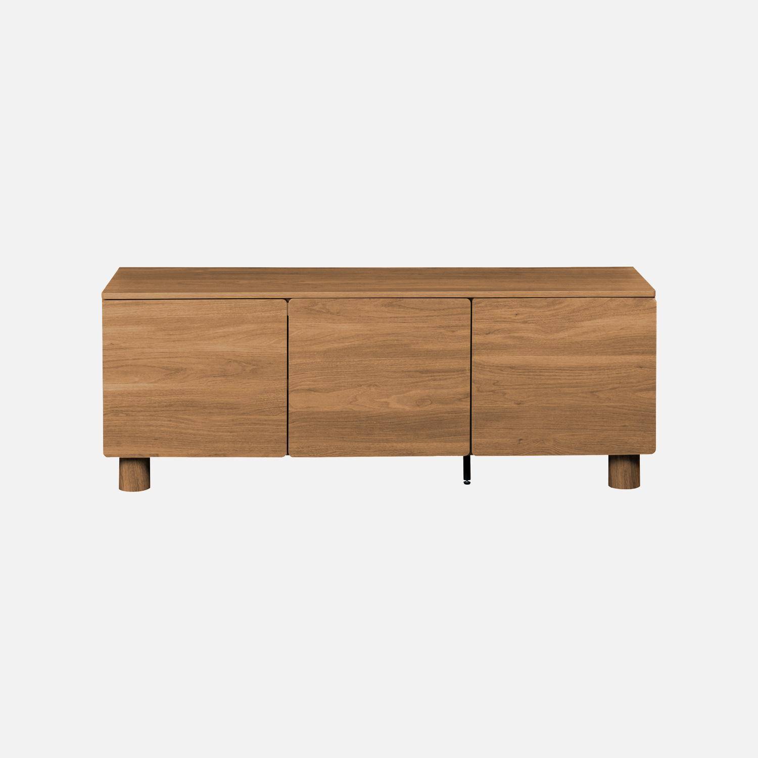 Meuble TV décor bois 3 portes 140cm bois de noisetier - Ayana Photo2