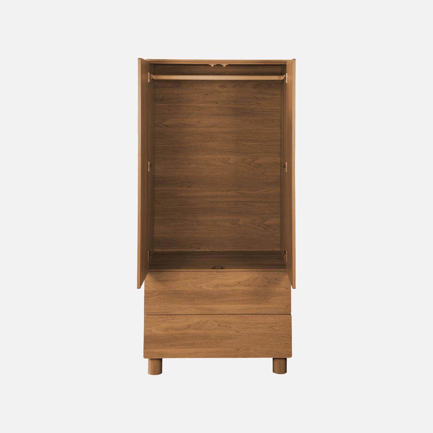 Armoire dressing décor bois 2 portes 2 tiroirs et 1 penderie bois de noisetier - Ayana,sweeek,Photo5