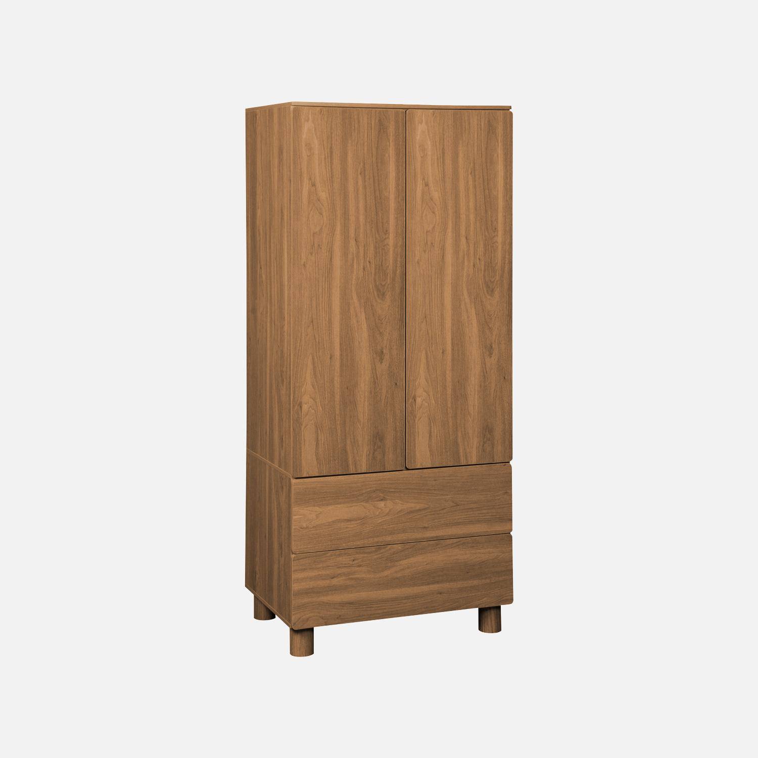 Armoire dressing décor bois 2 portes 2 tiroirs et 1 penderie bois de noisetier - Ayana,sweeek,Photo2
