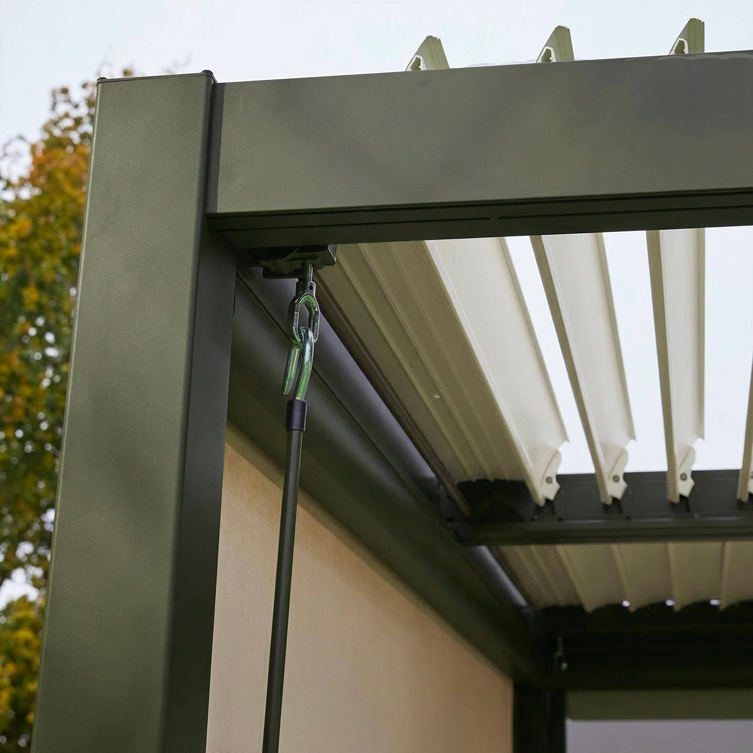 Pergola bioclimatica 3x4m in alluminio e acciaio, lamelle orientabili  Verde kaki - 303x403x231 cm Photo4