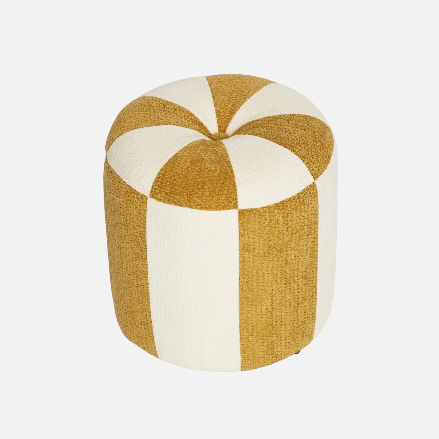 Pouf per bambini in tessuto ciniglia Giallo - 30x30x30 cm,sweeek,Photo2