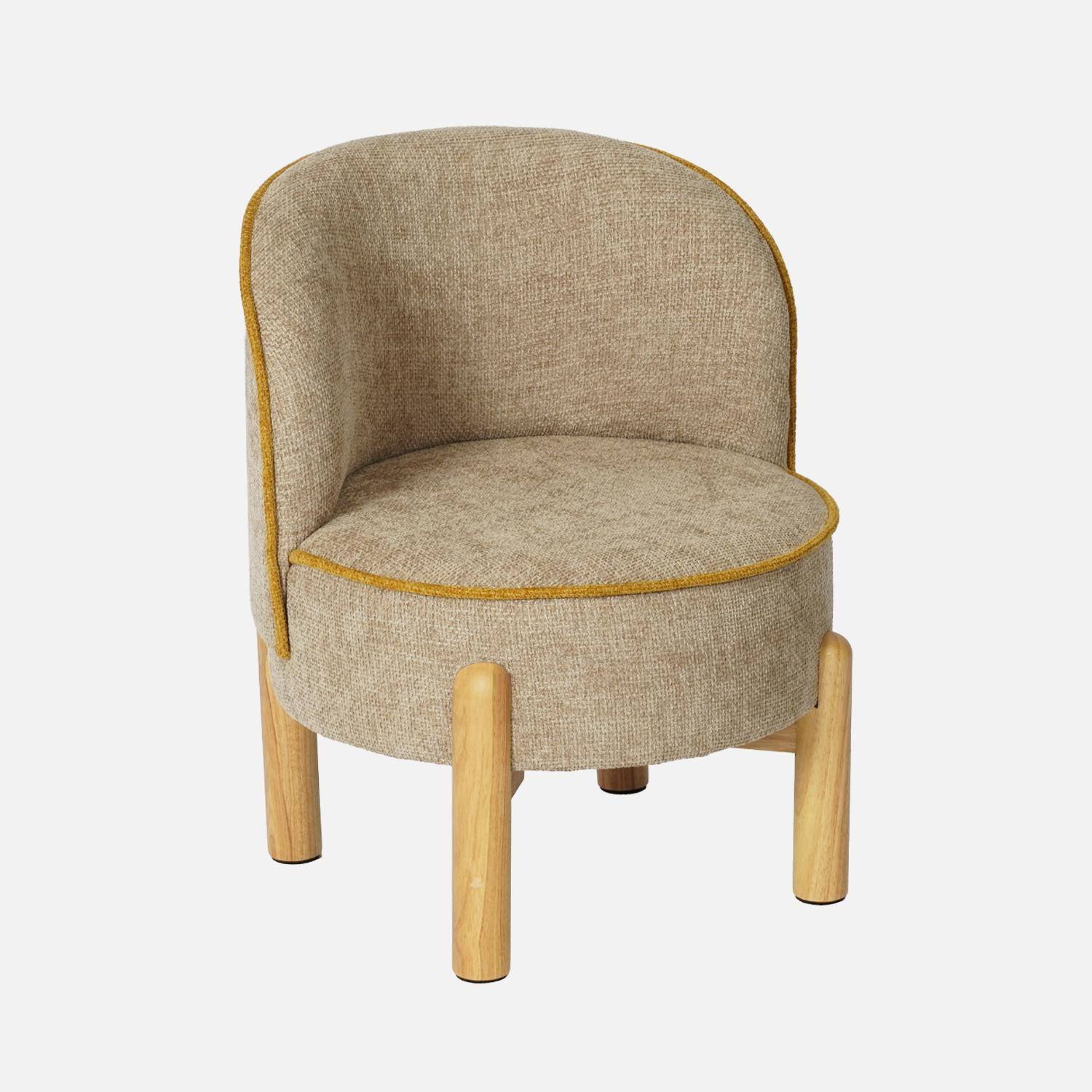 Sillón vintage infantil de madera de caucho y tela de chenilla Pardo - 46x44x52 cm,sweeek,Photo5