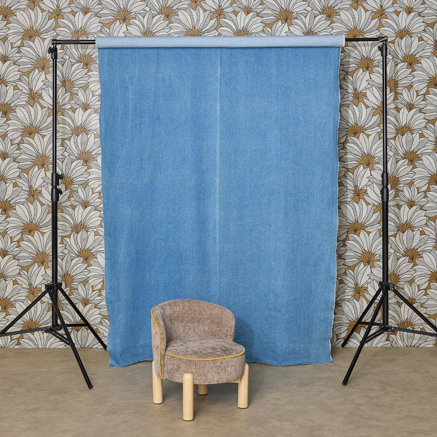 Sillón vintage infantil de madera de caucho y tela de chenilla Pardo - 46x44x52 cm Photo2