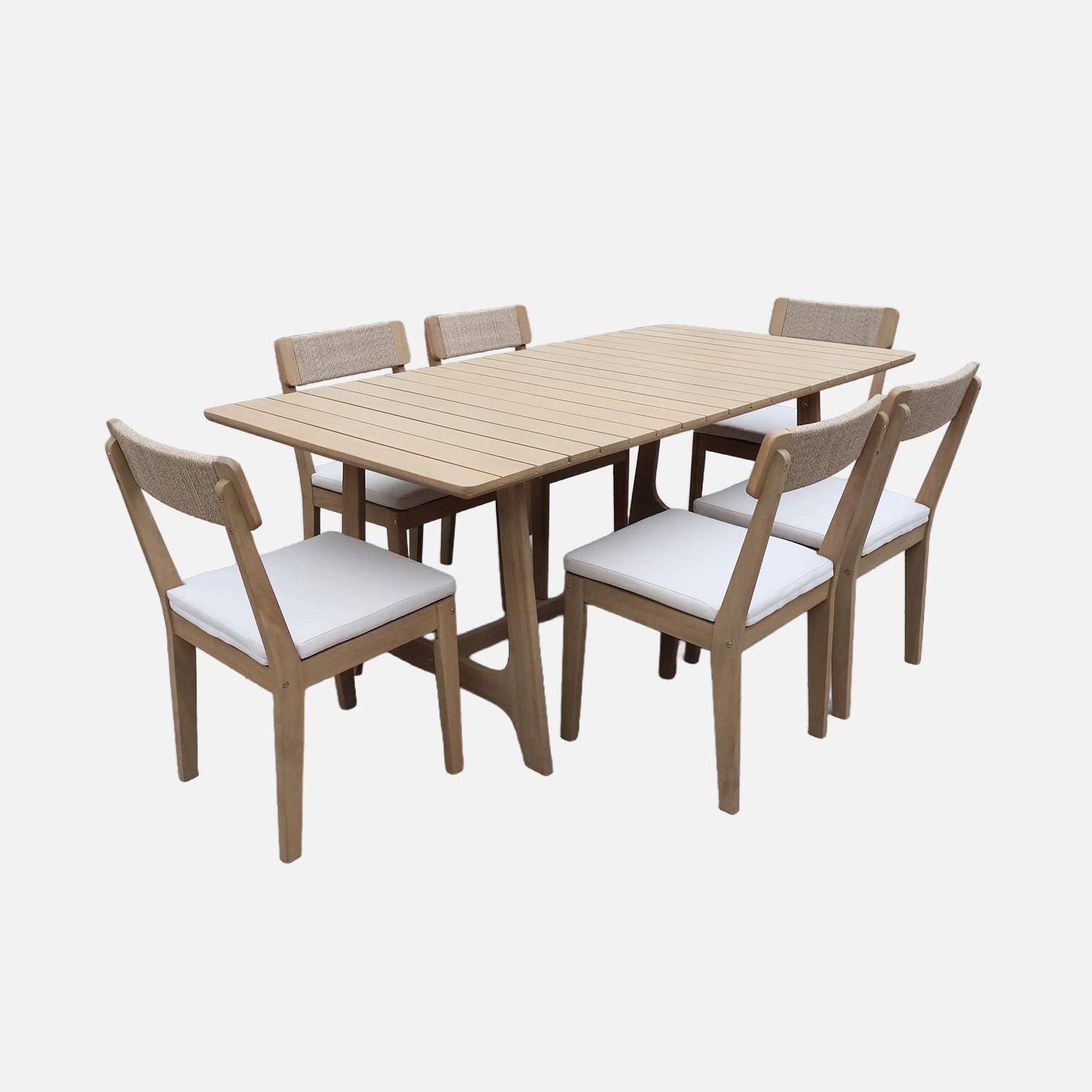 Table de jardin bois d'acacia + 6 assises naturel - Aroha + Anaki,sweeek,Photo2