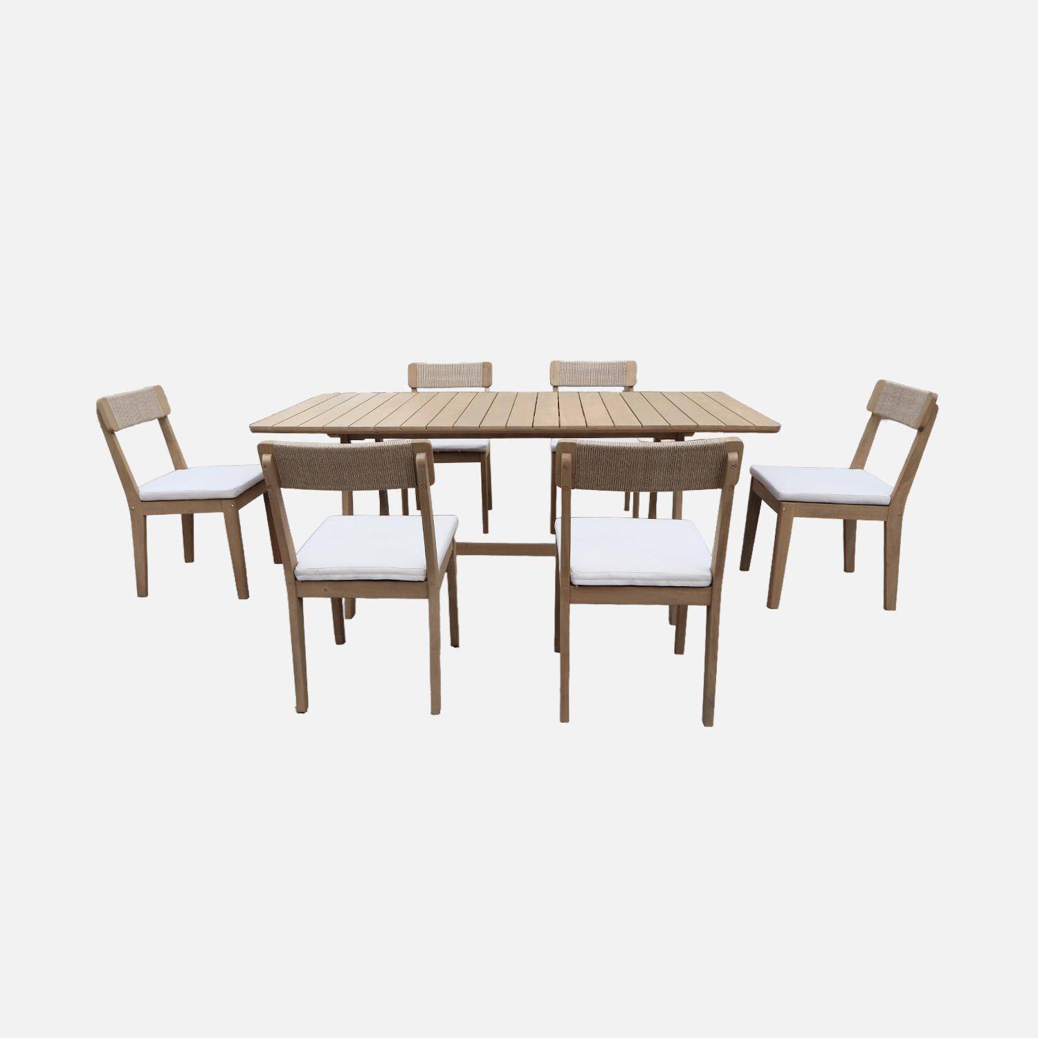 Table de jardin bois d'acacia + 6 assises naturel - Aroha + Anaki,sweeek,Photo2