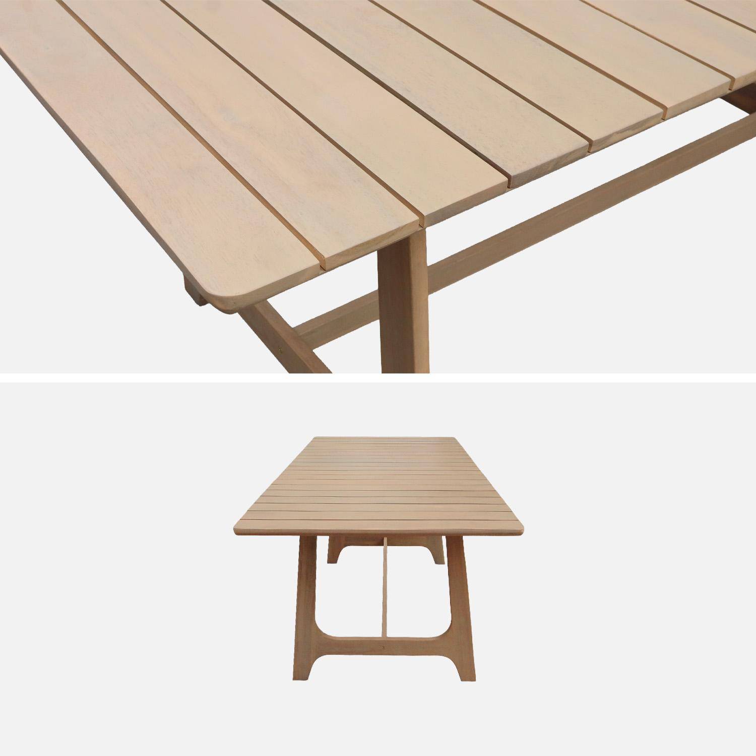 Table de jardin bois d'acacia + 6 assises naturel - Aroha + Anaki,sweeek,Photo4