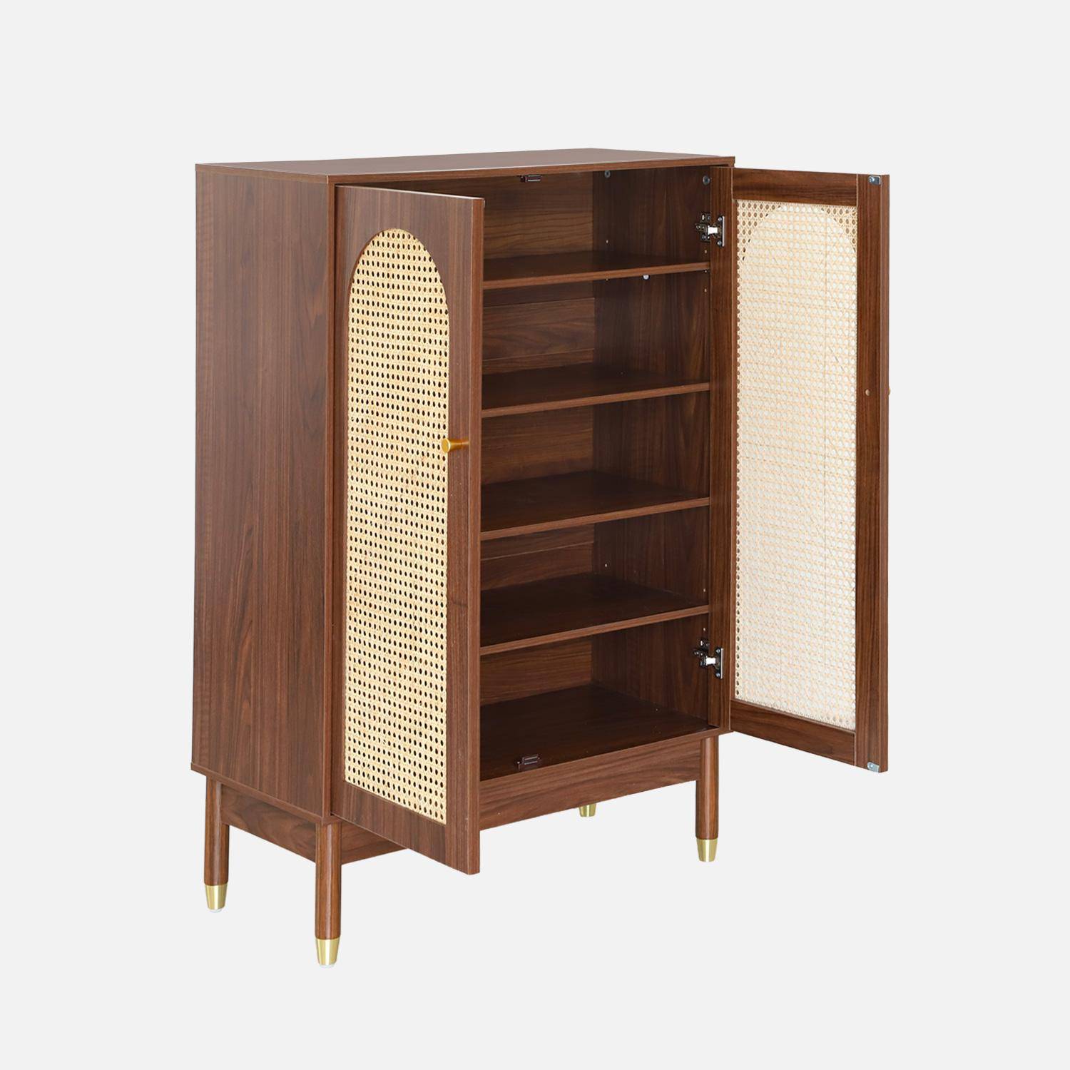 Mueble zapatero con 2 puertas de caña Nogal - 78x37x114 cm Photo5