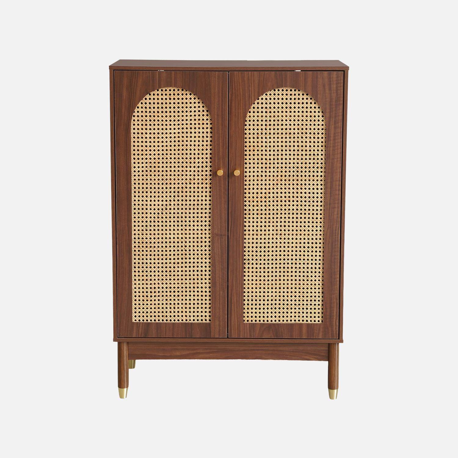 Mueble zapatero con 2 puertas de caña Nogal - 78x37x114 cm Photo4