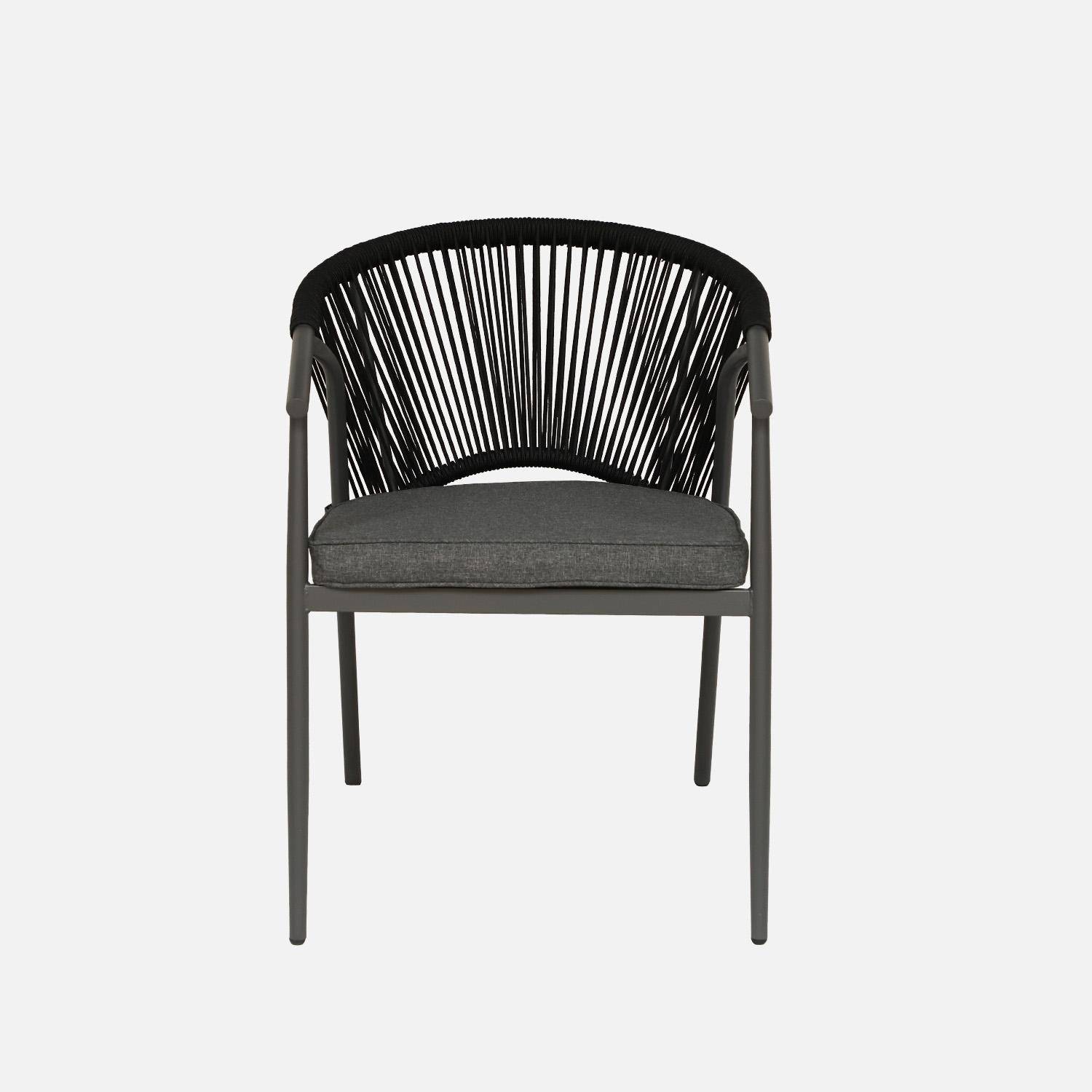 Lot de 2 fauteuils empilables acier et cordes noir - Liora,sweeek,Photo4