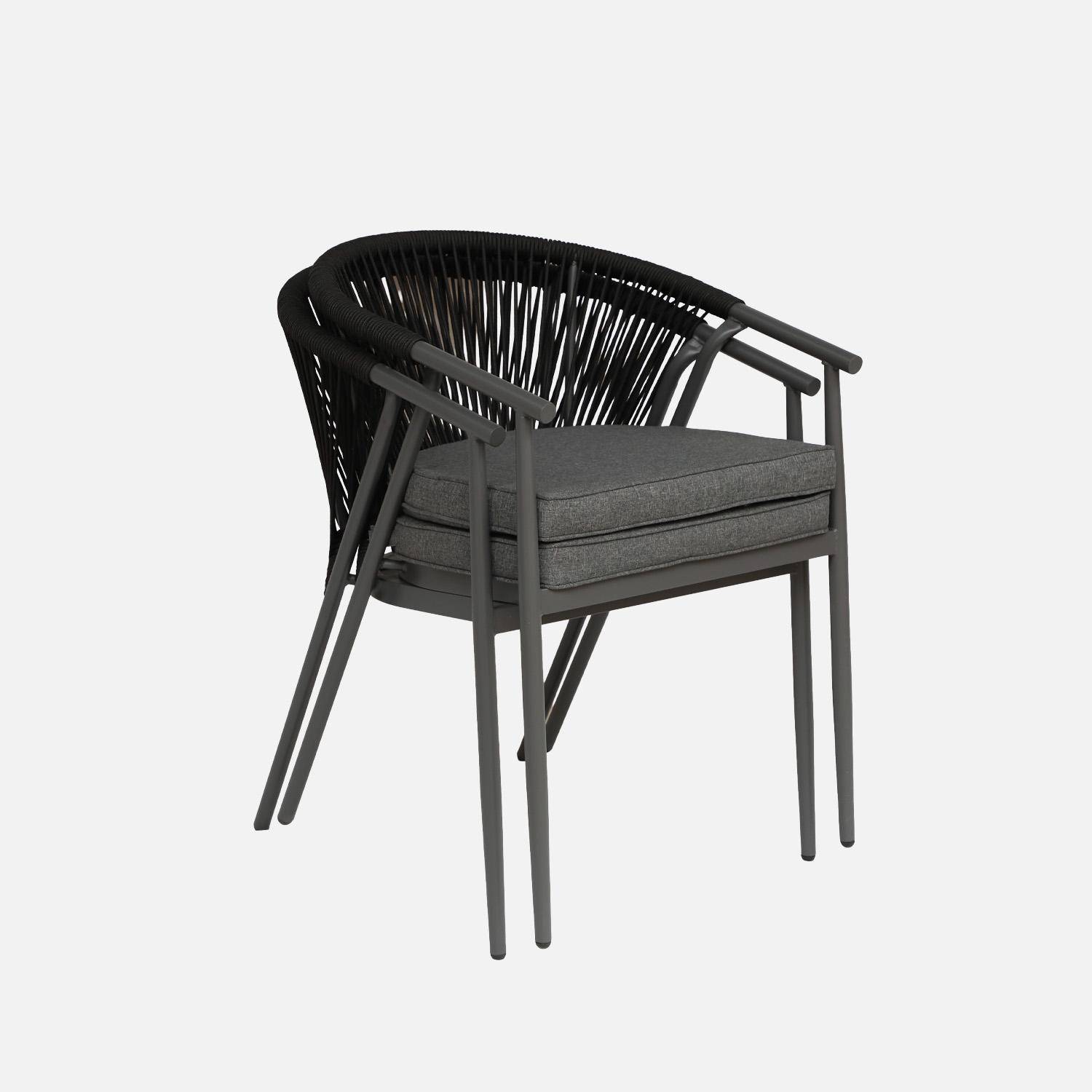 Set van 4 stapelbare stoelen van staal en touw zwart 56 x 61 x 75 cm - Liora,sweeek,Photo5