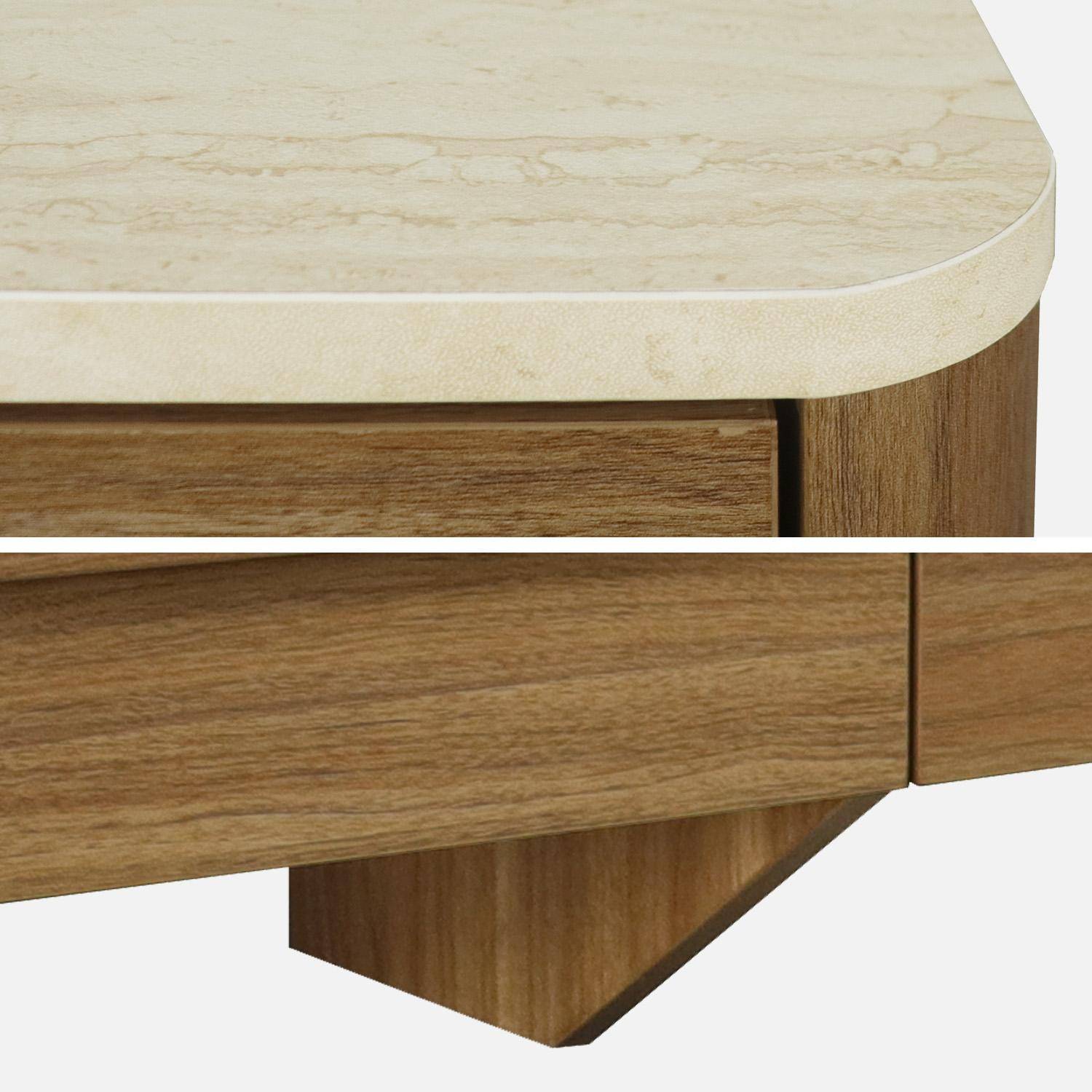 Commode décor bois noyer et effet travertin 6 tiroirs - Aretha Photo5