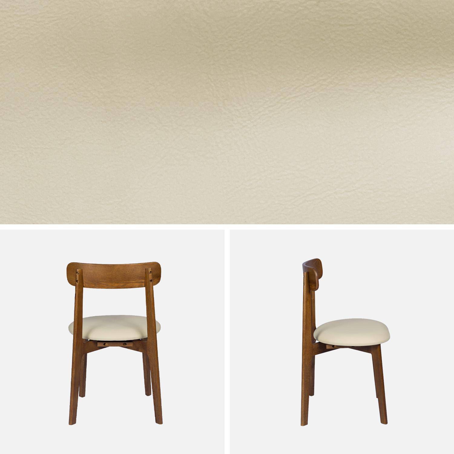 Lot de 2 chaises vintage bois d'hévéa noyer et simili cuir beige - Victoire,sweeek,Photo5