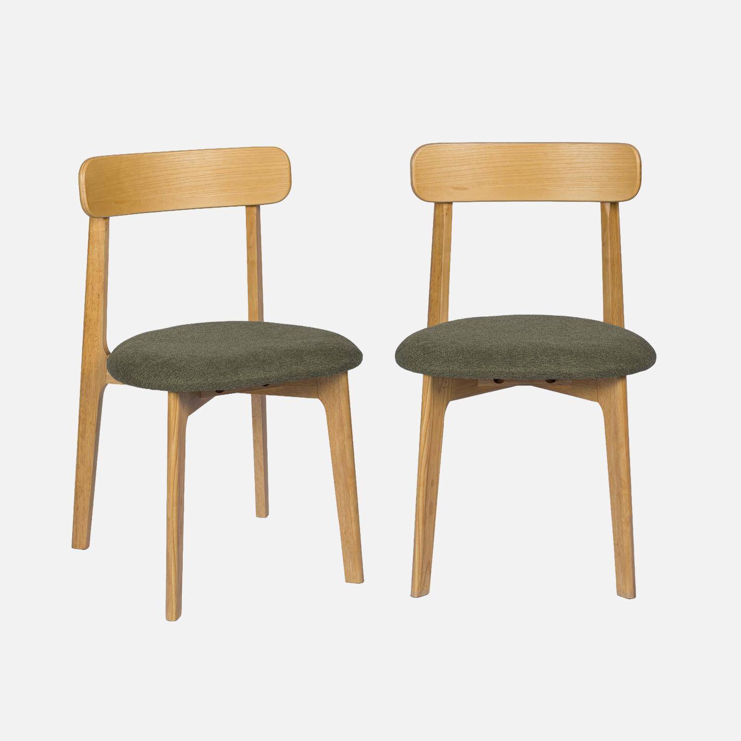 Silla vintage de madera de hevea en tono natural y tejido texturizado, set de 2 Natural - 50x45x80 cm,sweeek,Photo2