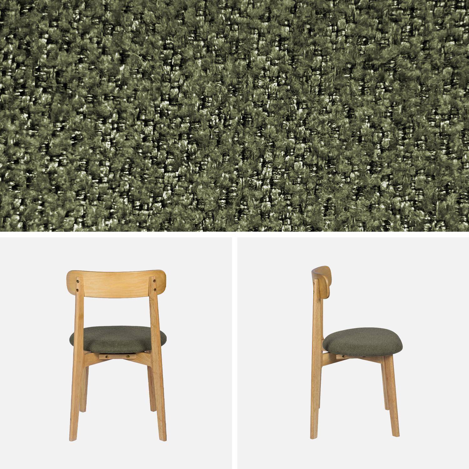 Lot de 2 chaises vintage bois d'hévéa naturel et tissu texturé kaki - Victoire Photo4