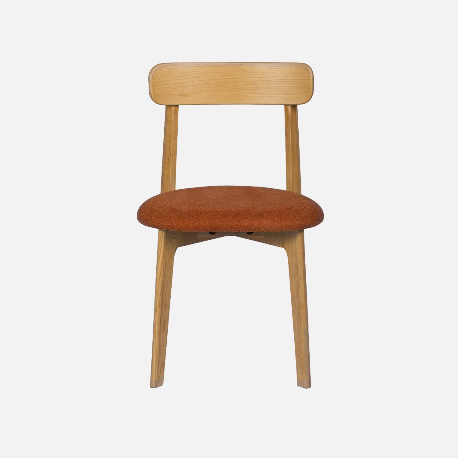 Silla vintage de madera de hevea en tono natural y tejido texturizado, set de 2 Natural - 50x45x80 cm,sweeek,Photo4