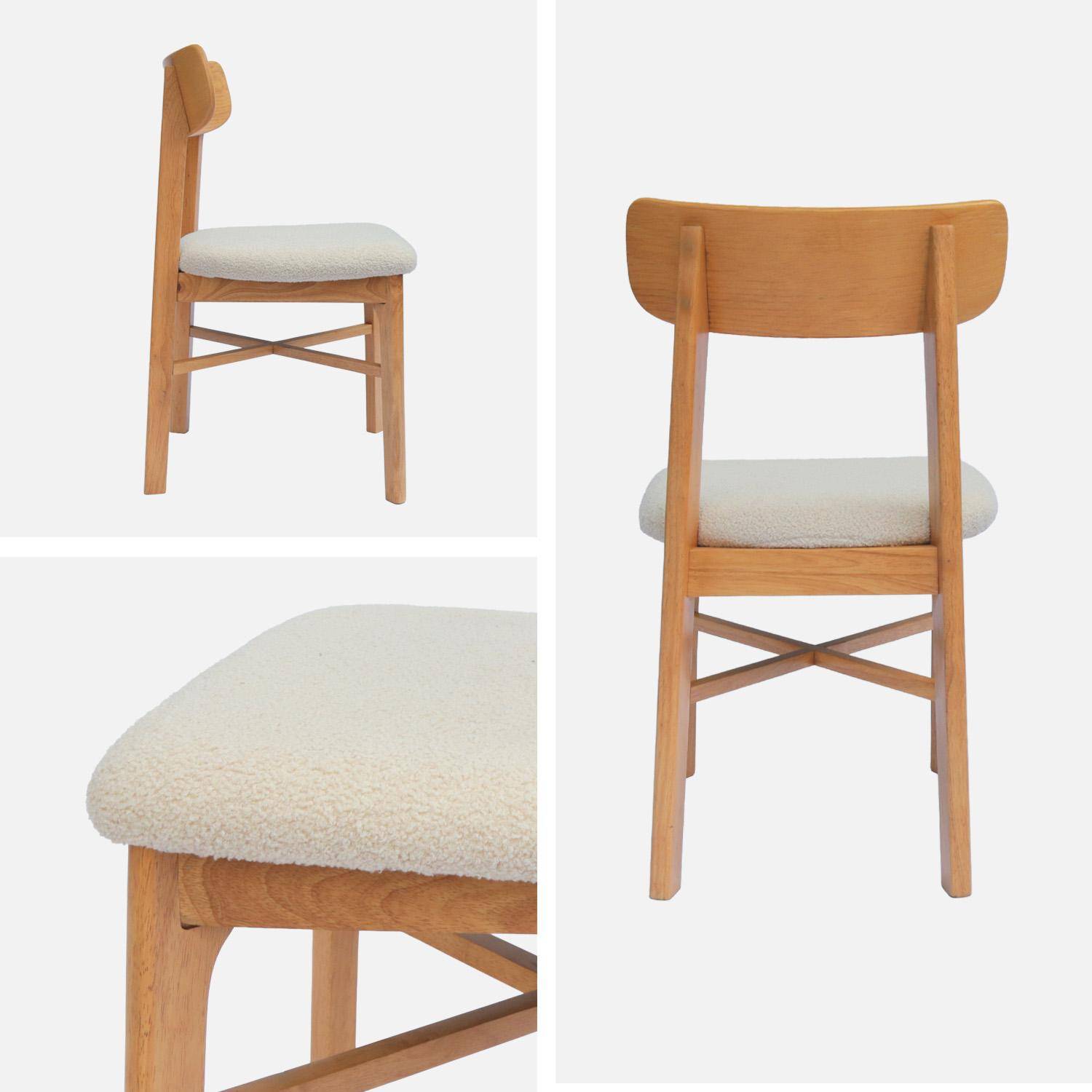 Set 2 sedie vintage in legno di hevea e bouclé Marrone naturale - 43.5x48x81 cm,sweeek,Photo4