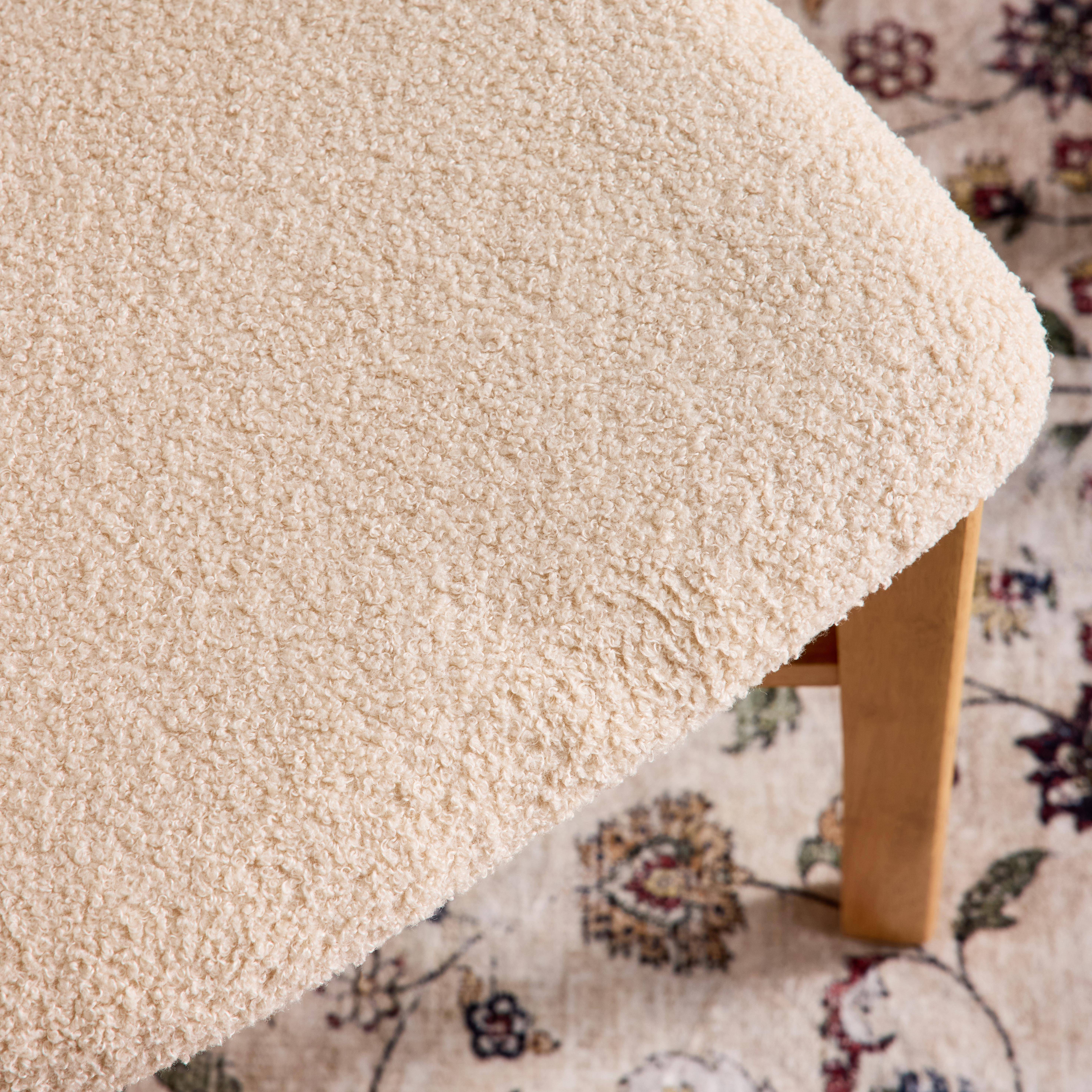 Set 2 sedie vintage in legno di hevea e bouclé Marrone naturale - 43.5x48x81 cm Photo3
