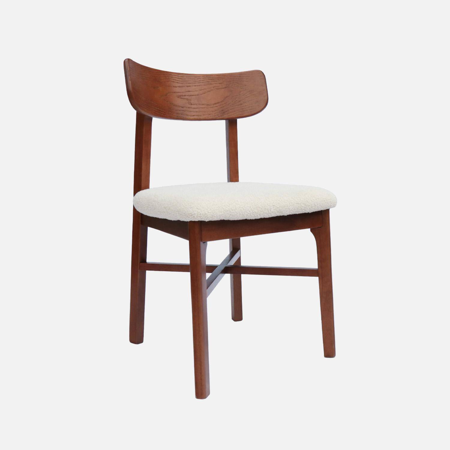 Set 2 sedie vintage in legno di hevea e bouclé Noce - 43.5x48x81 cm Photo2