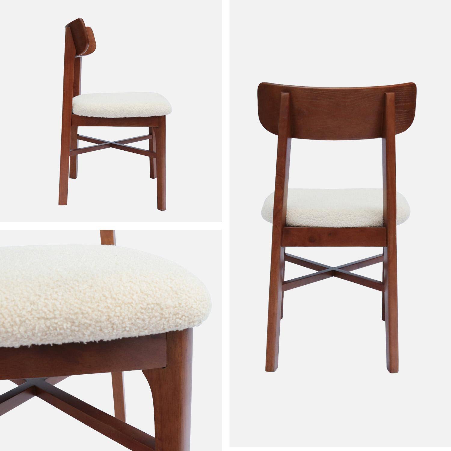 Set 2 sedie vintage in legno di hevea e bouclé Noce - 43.5x48x81 cm Photo4