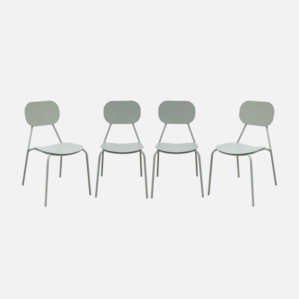 Cadeira de jardim em alumínio, conjunto de 4, Cinza