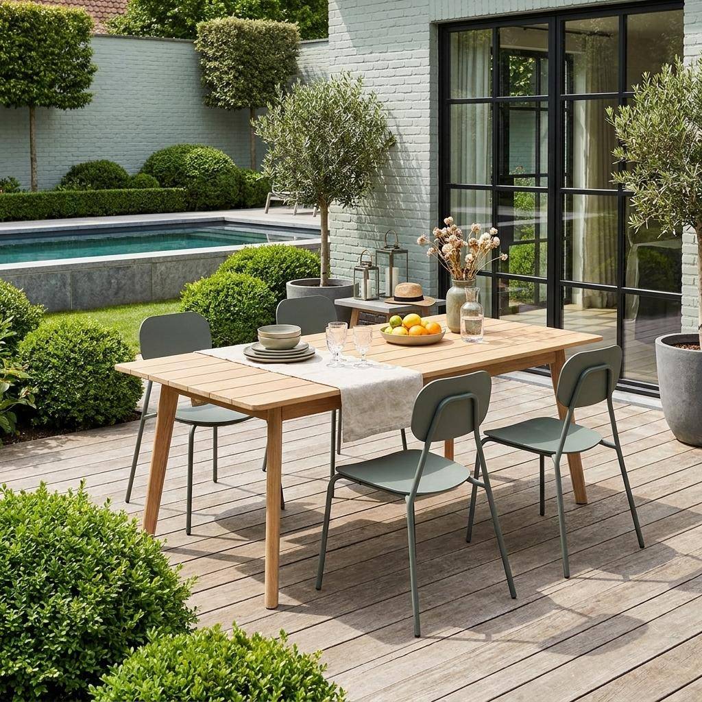 Lot de 4 chaises de jardin aluminium kaki - Avelia Photo1