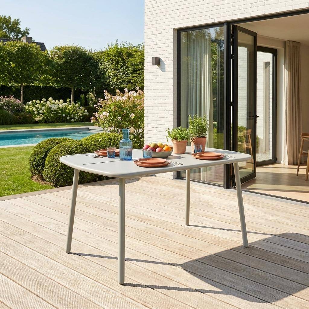 Table de jardin aluminium 4-6 places gris - Avelia Photo1