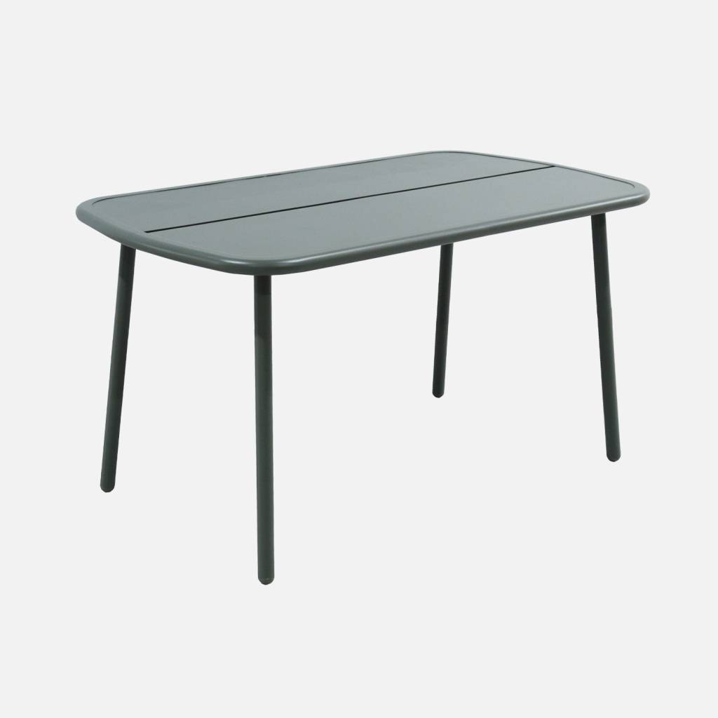 Mesa de jardim em alumínio, 4-6 lugares, Verde caqui